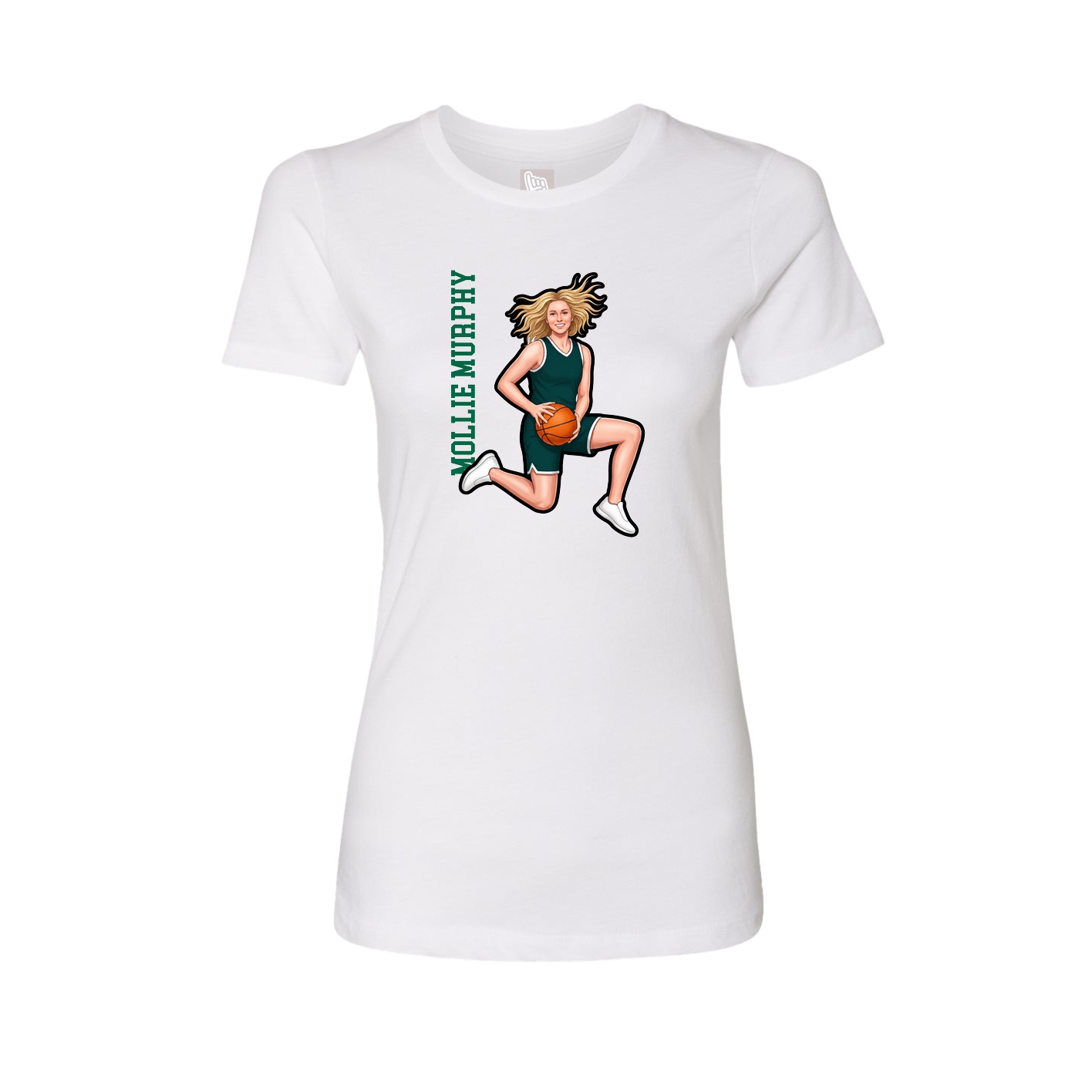 Fitted Women's Tee — Name Vertical in White