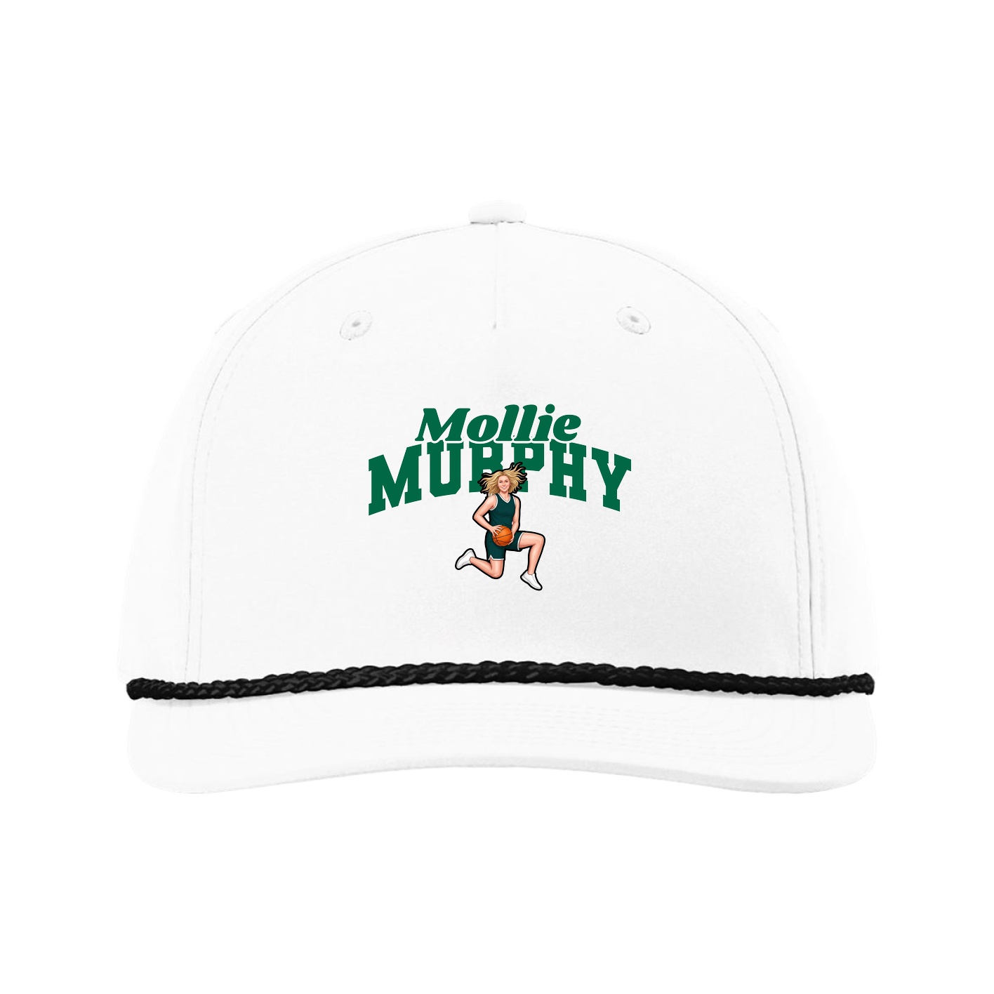 Five-Panel Classic Rope Cap — Signature Arch in White