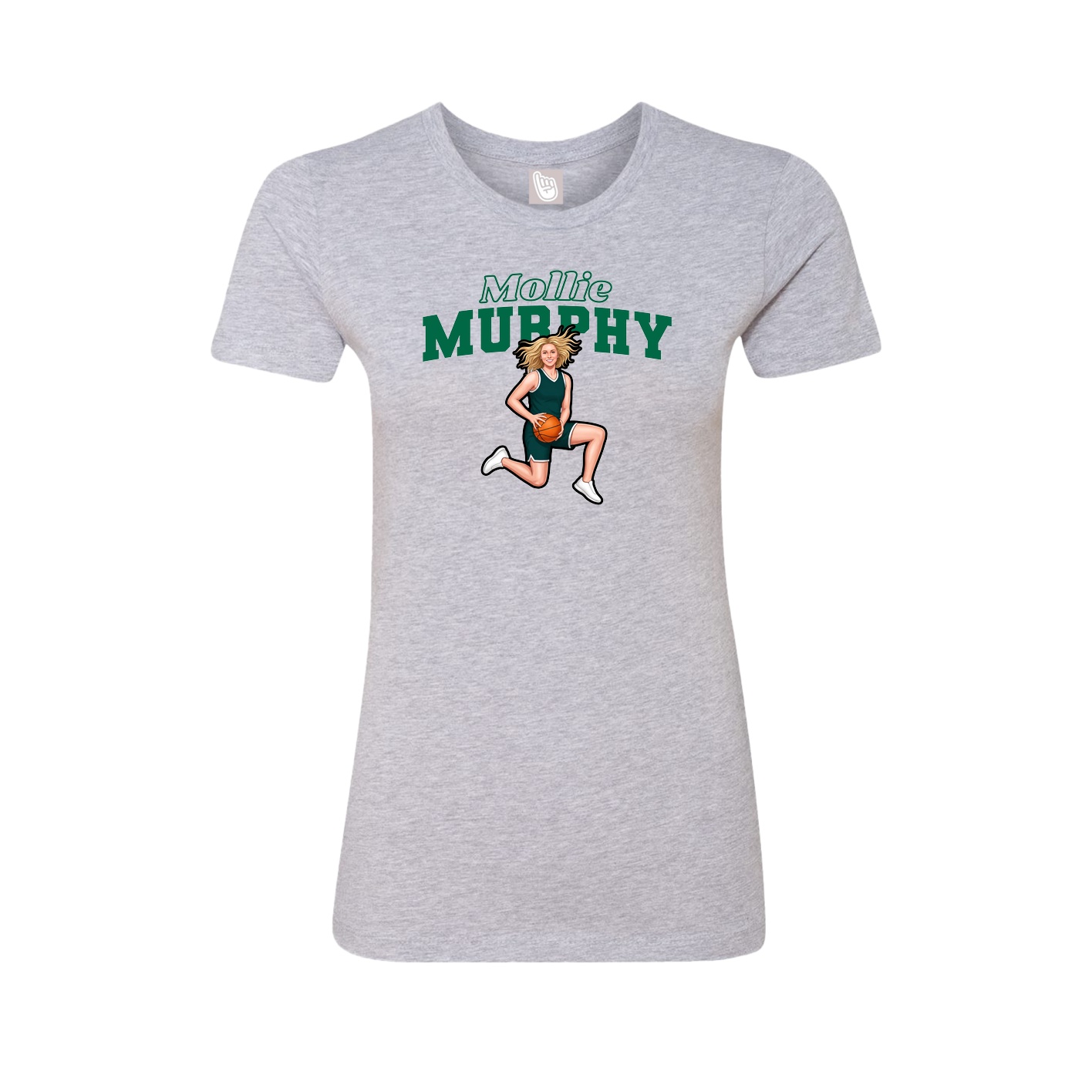 Fitted Women's Tee — Name Arch in Grey