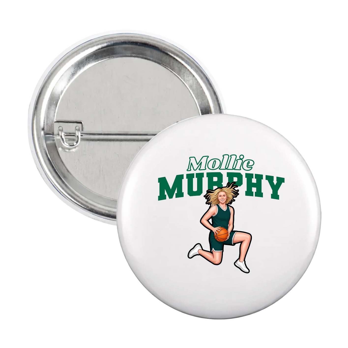 Game Day Button — Name Arch in White