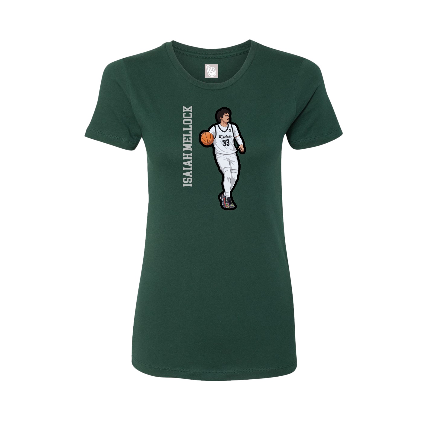 Fitted Women's Tee — Name Vertical in Green