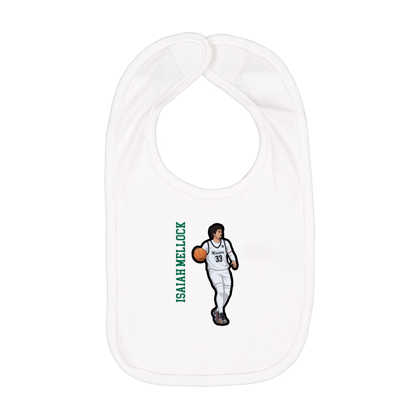 Infant Bib — Name Vertical in White