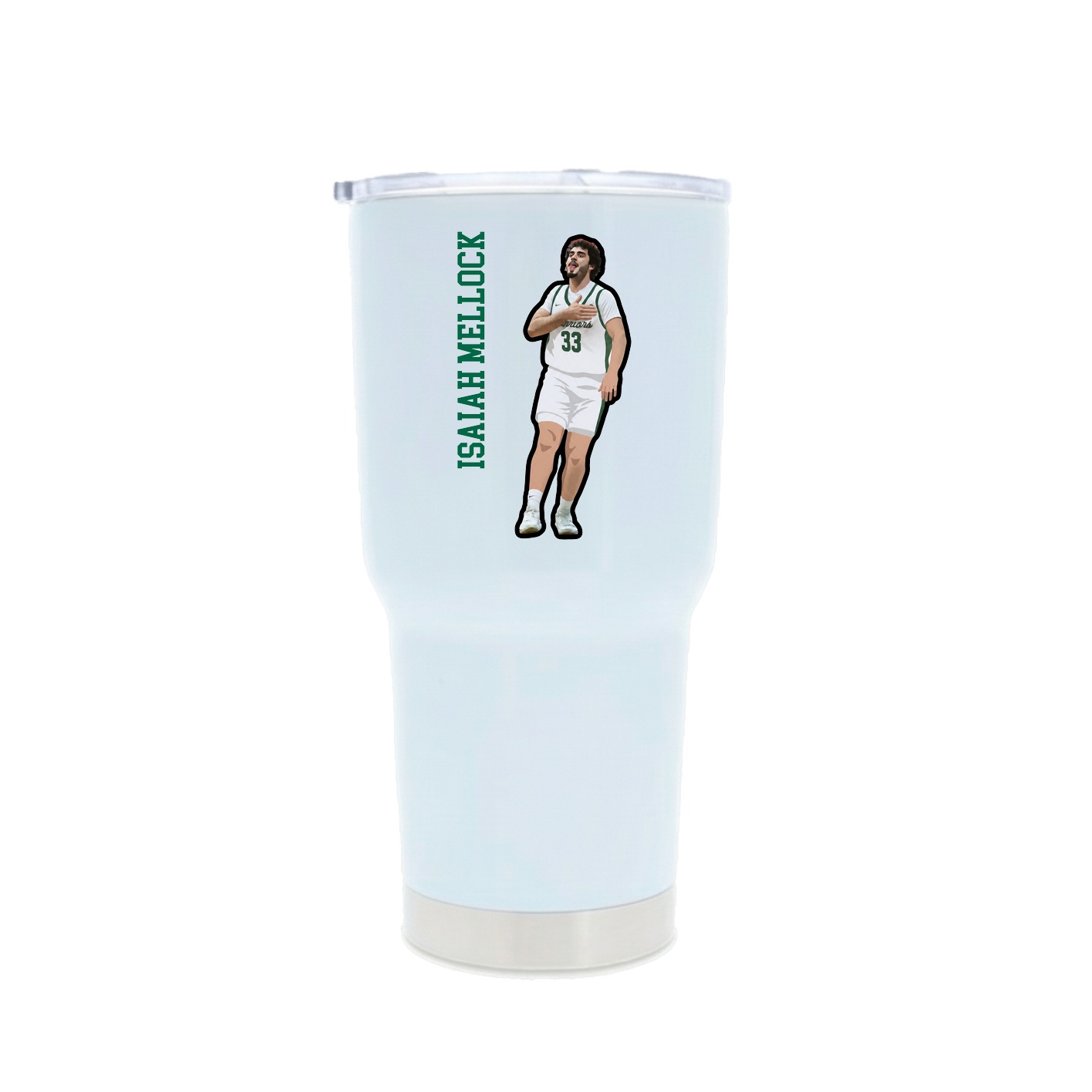 30oz Stainless Steel Tumbler — Name Vertical in White