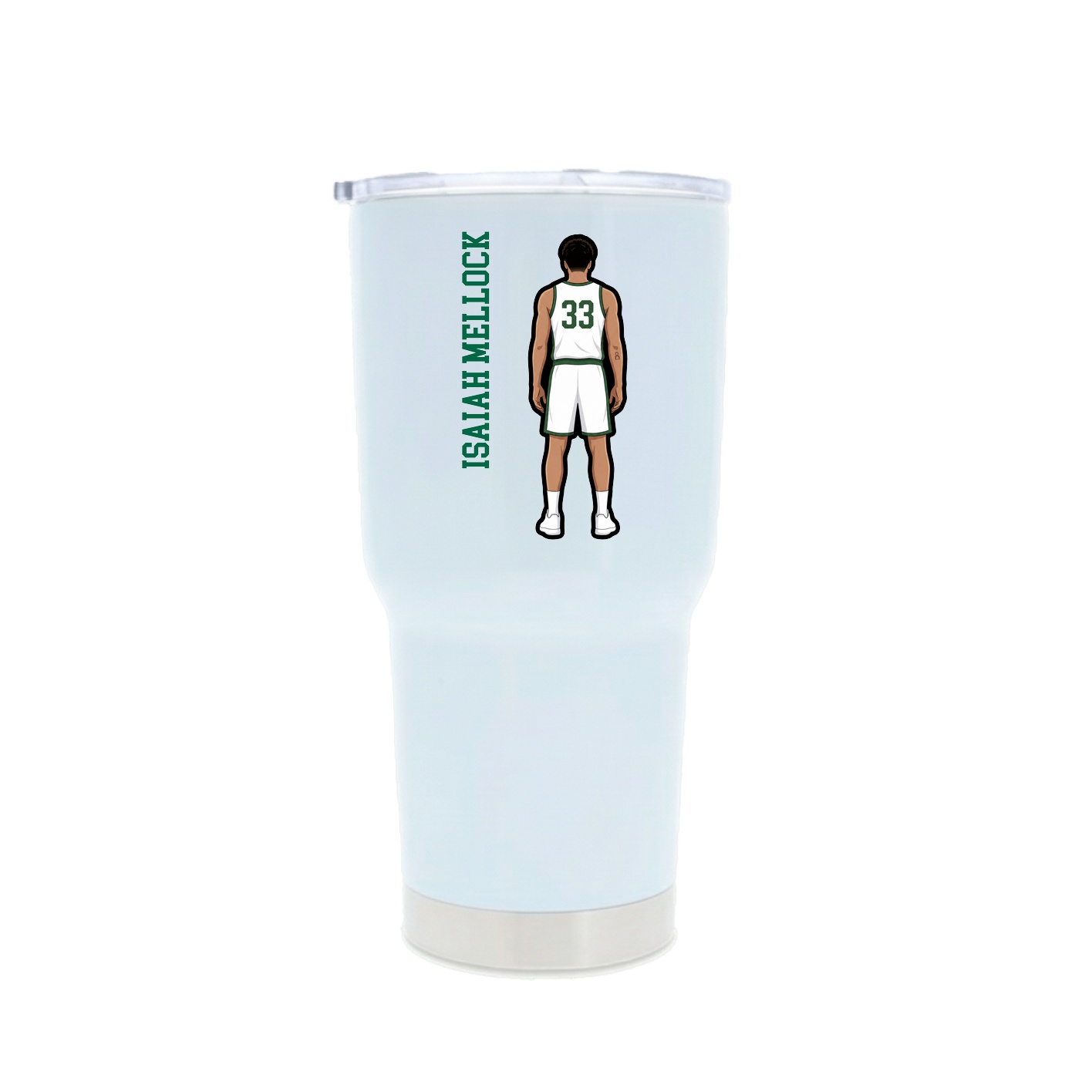 30oz Stainless Steel Tumbler — Name Vertical in White