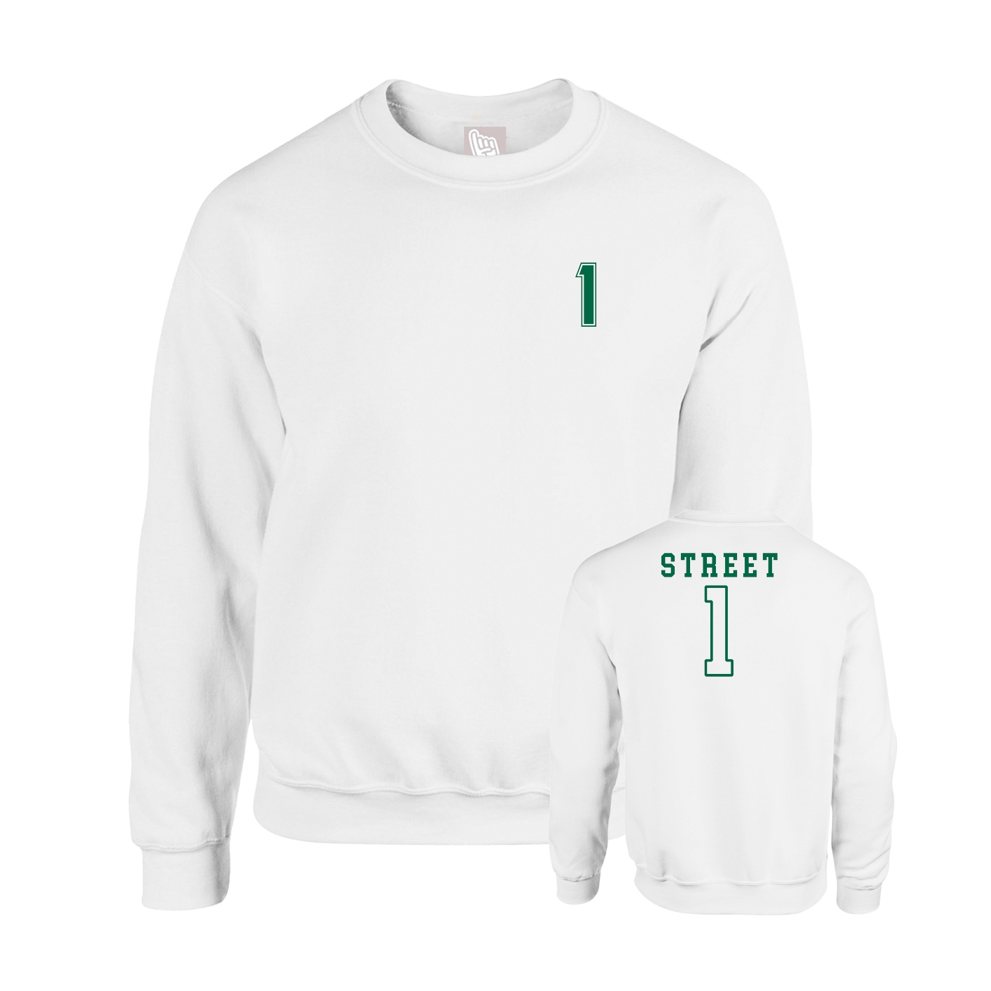Fleece Crew — Chest Back in White