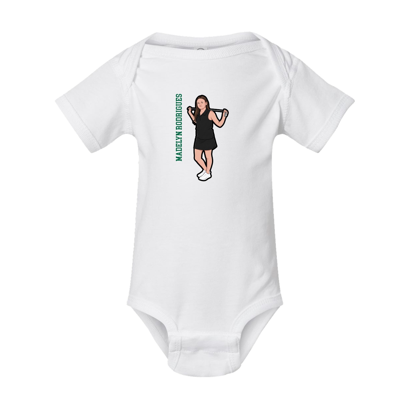 Baby Onesie — Name Vertical in White