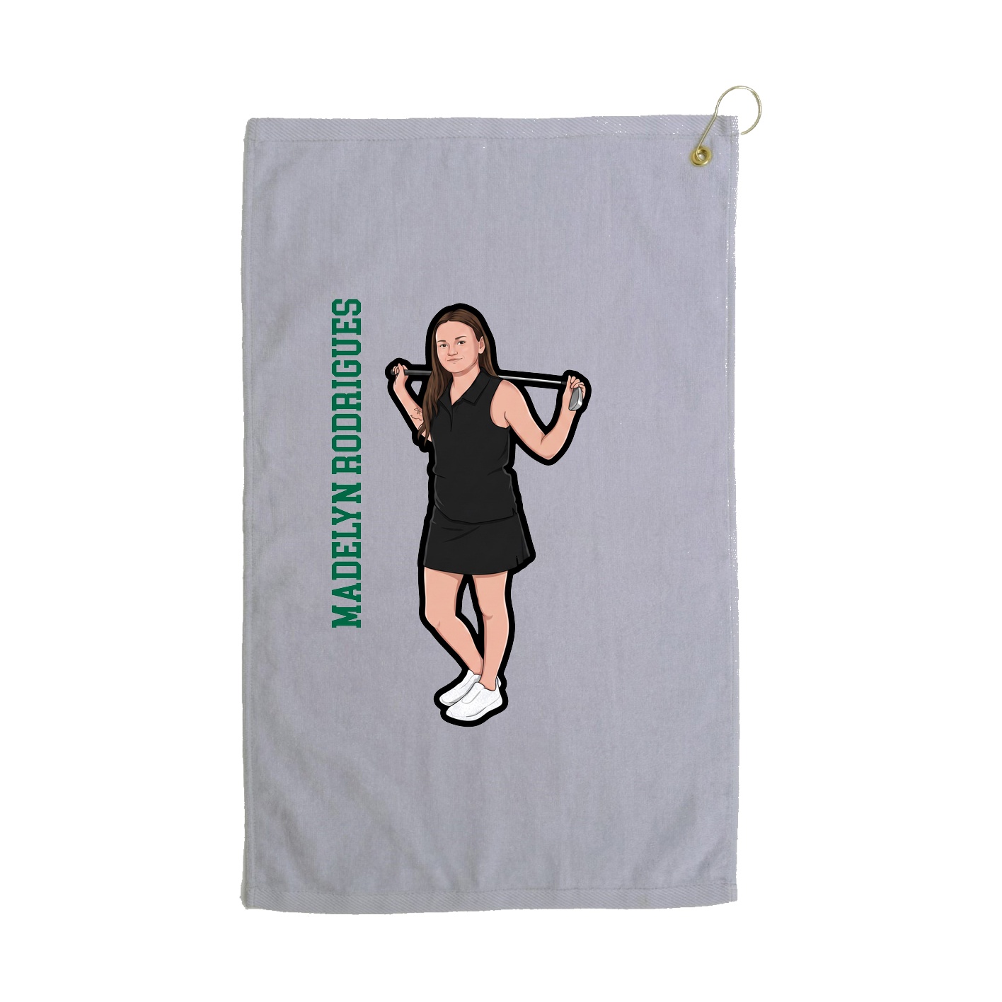 Golf Towel — Name Vertical in Grey