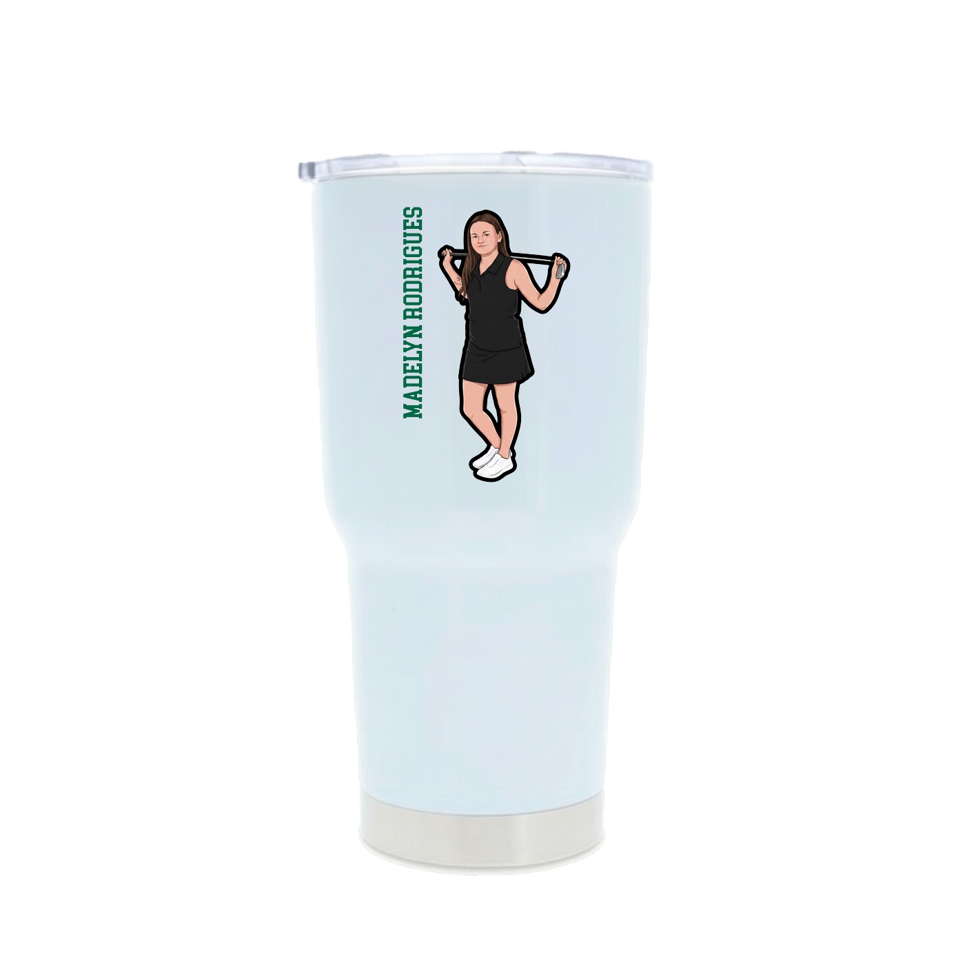 30oz Stainless Steel Tumbler — Name Vertical in White