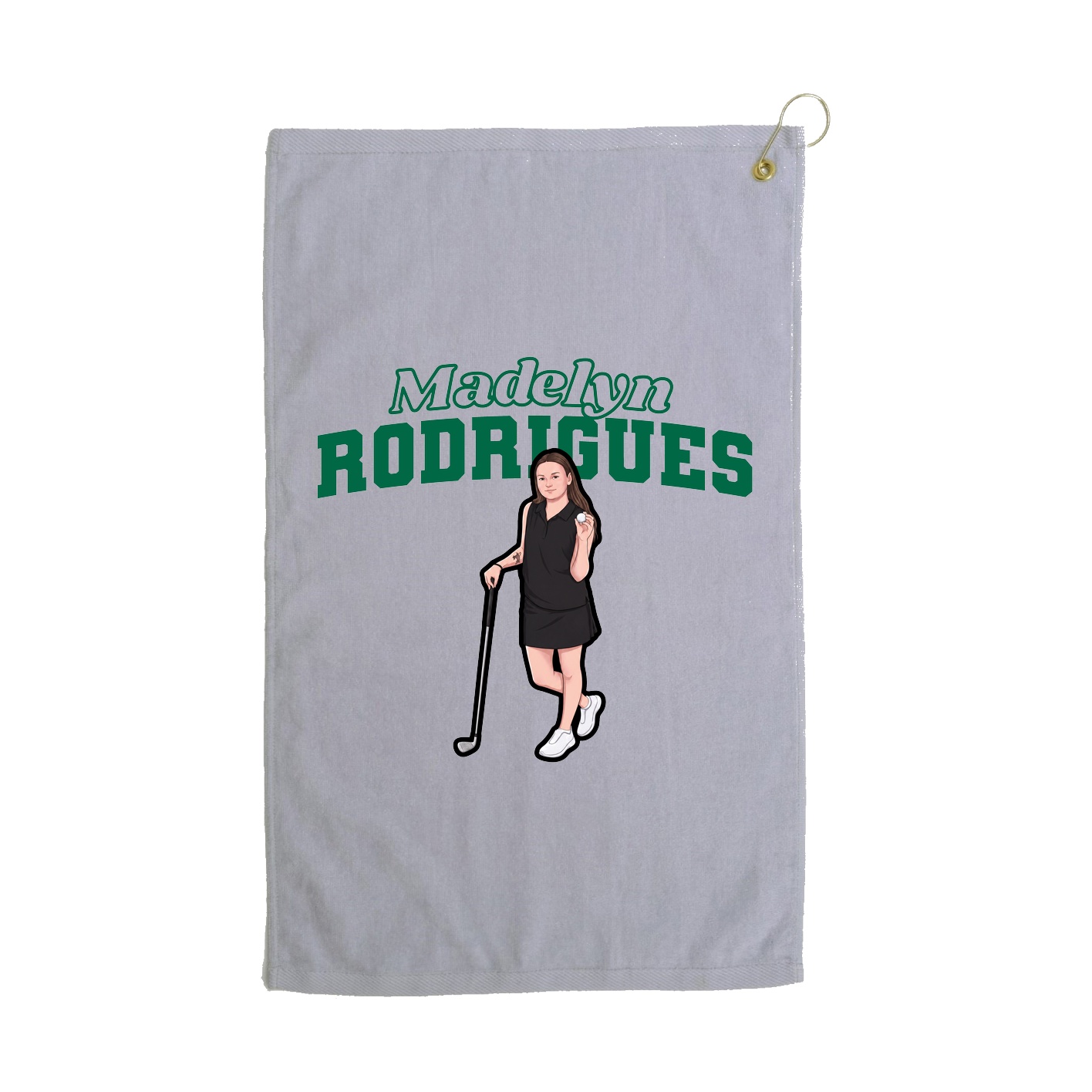Golf Towel — Name Arch in Grey