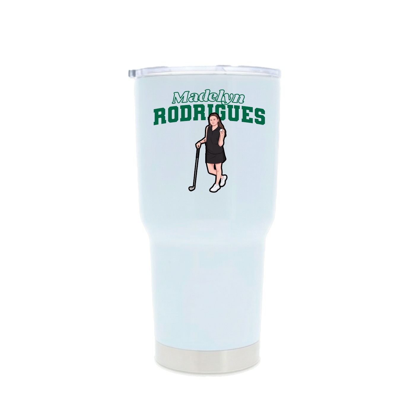 30oz Stainless Steel Tumbler — Name Arch in White