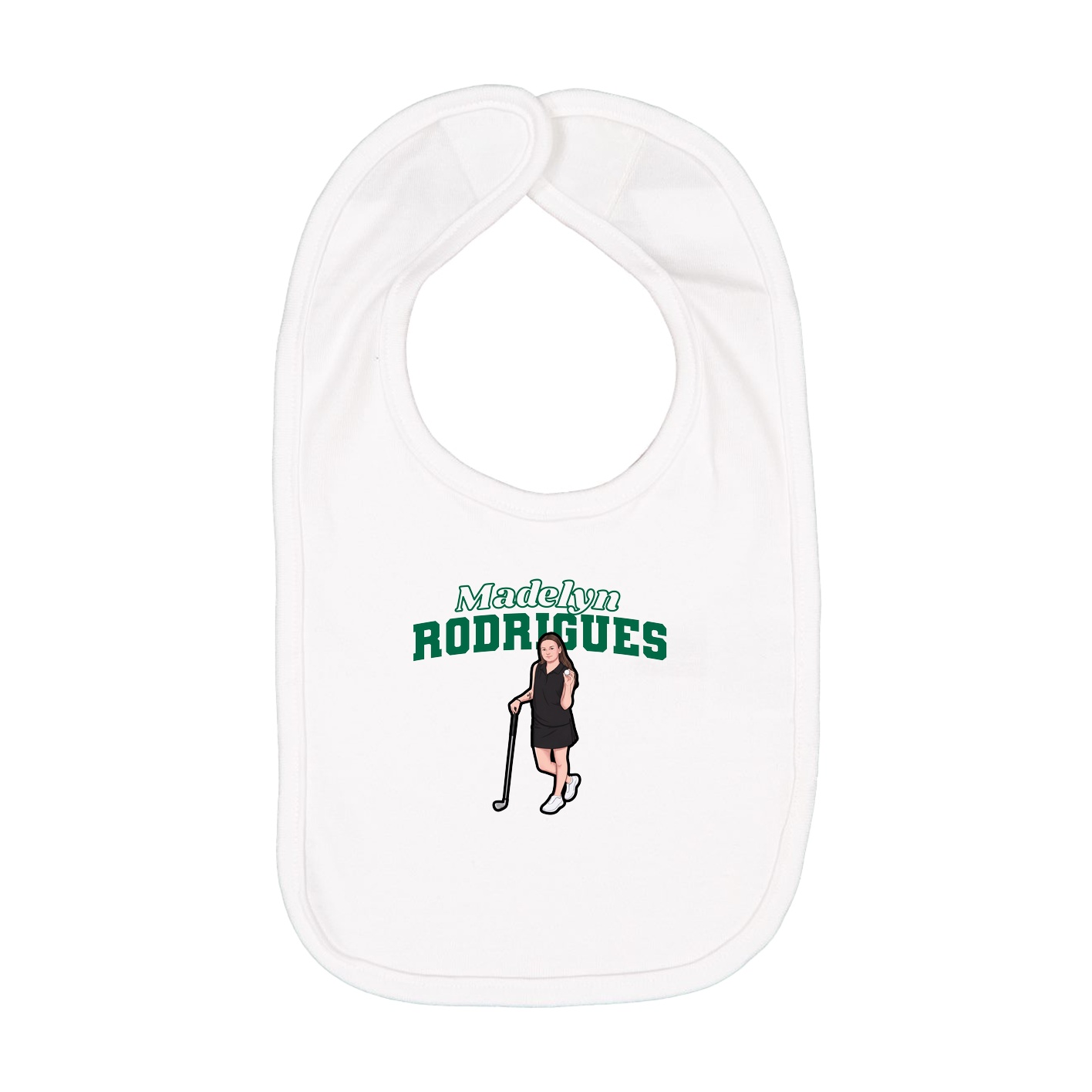 Infant Bib — Name Arch in White