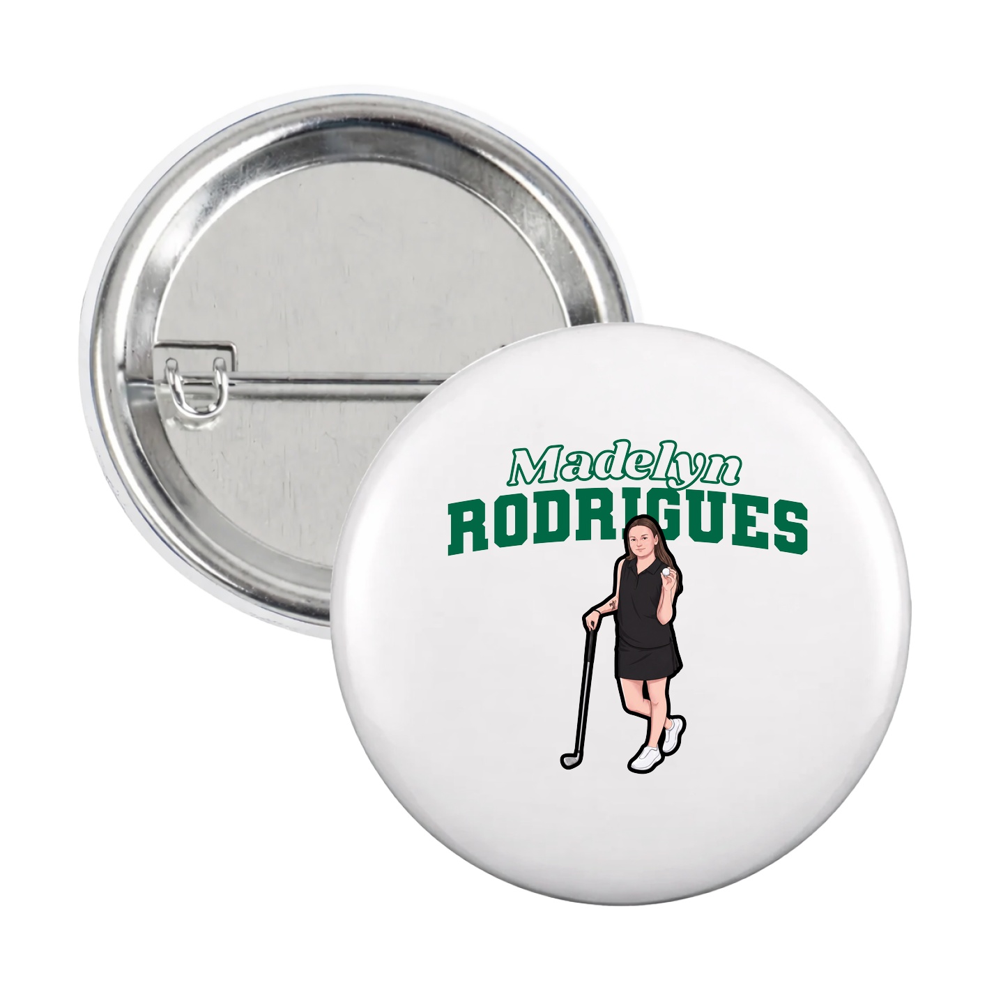 Game Day Button — Name Arch in White