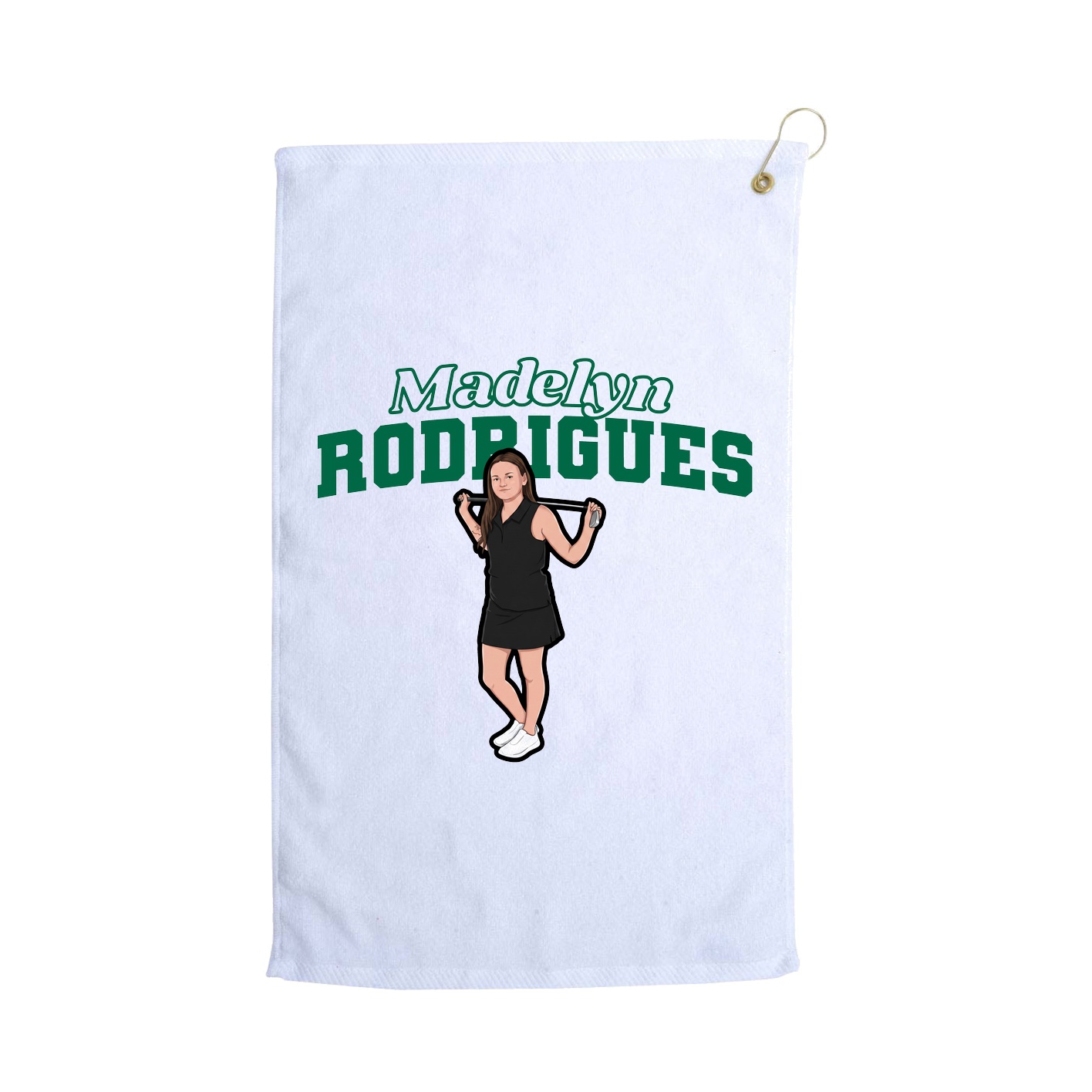 Golf Towel — Name Arch in White