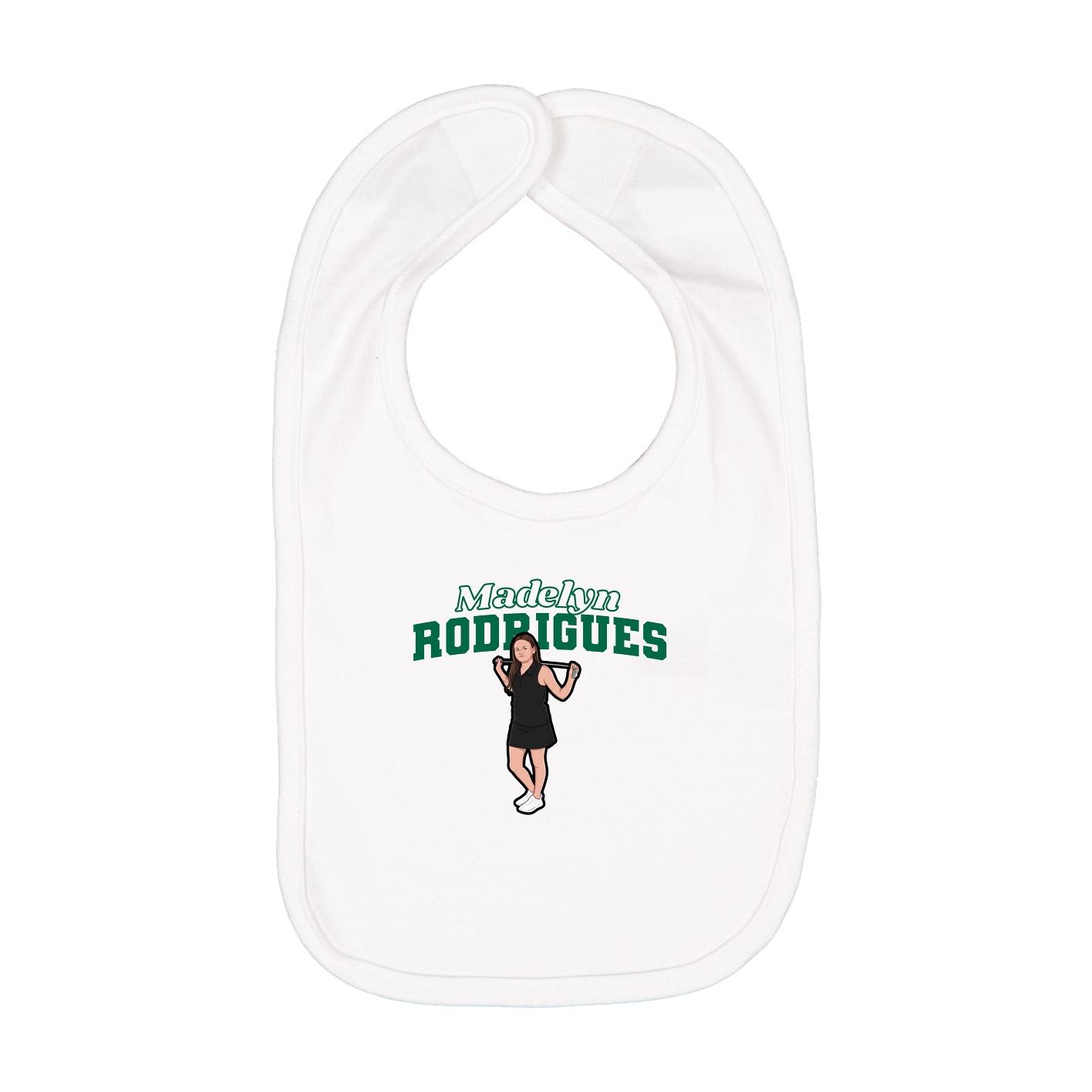 Infant Bib — Name Arch in White