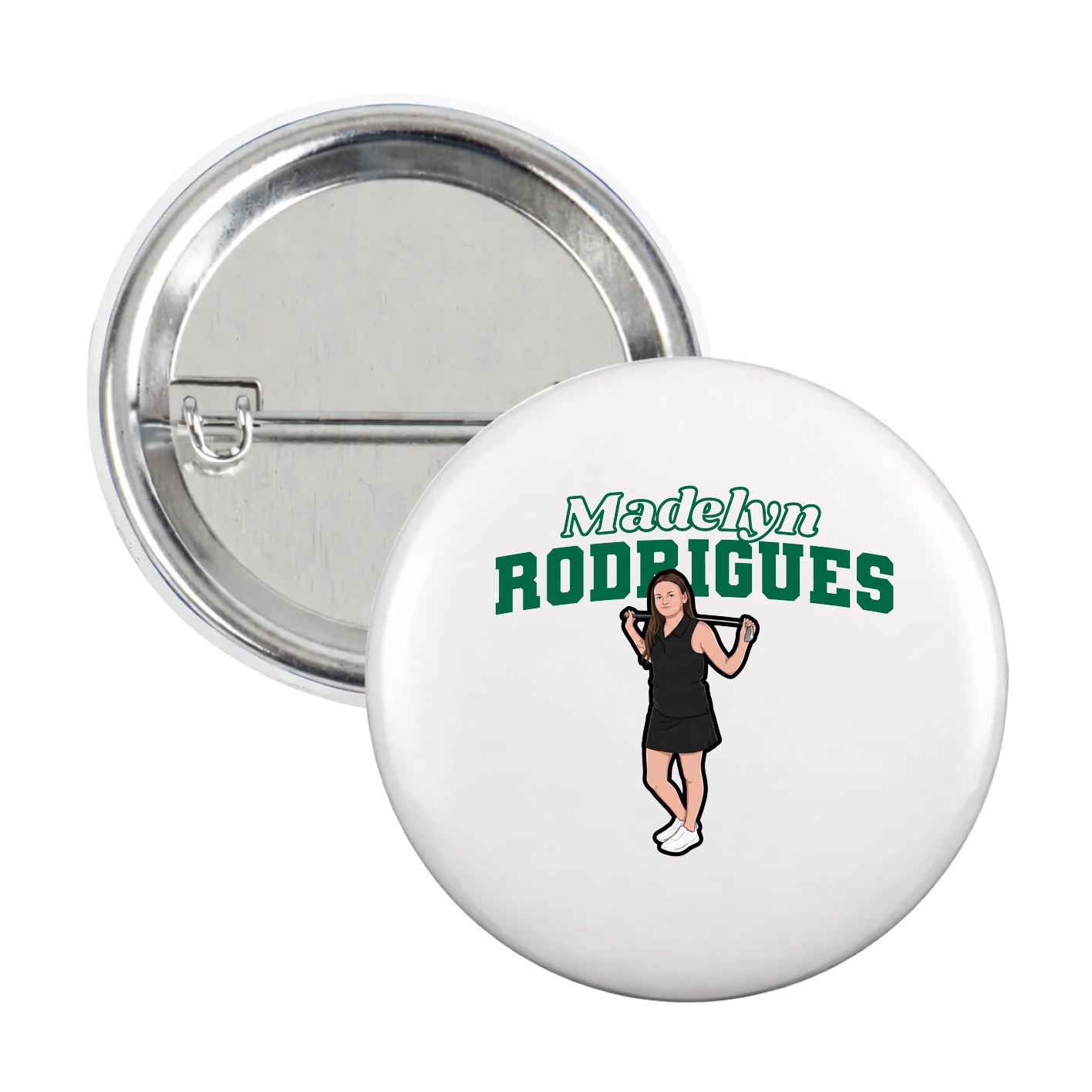 Game Day Button — Name Arch in White
