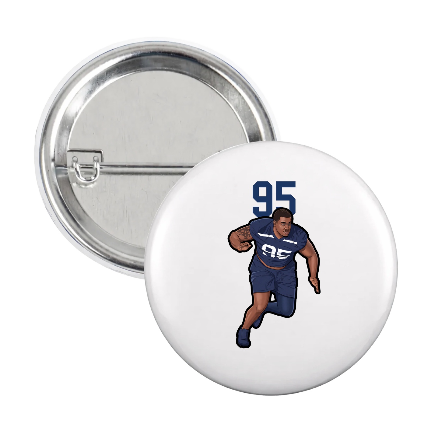 Game Day Button — Number Top in White