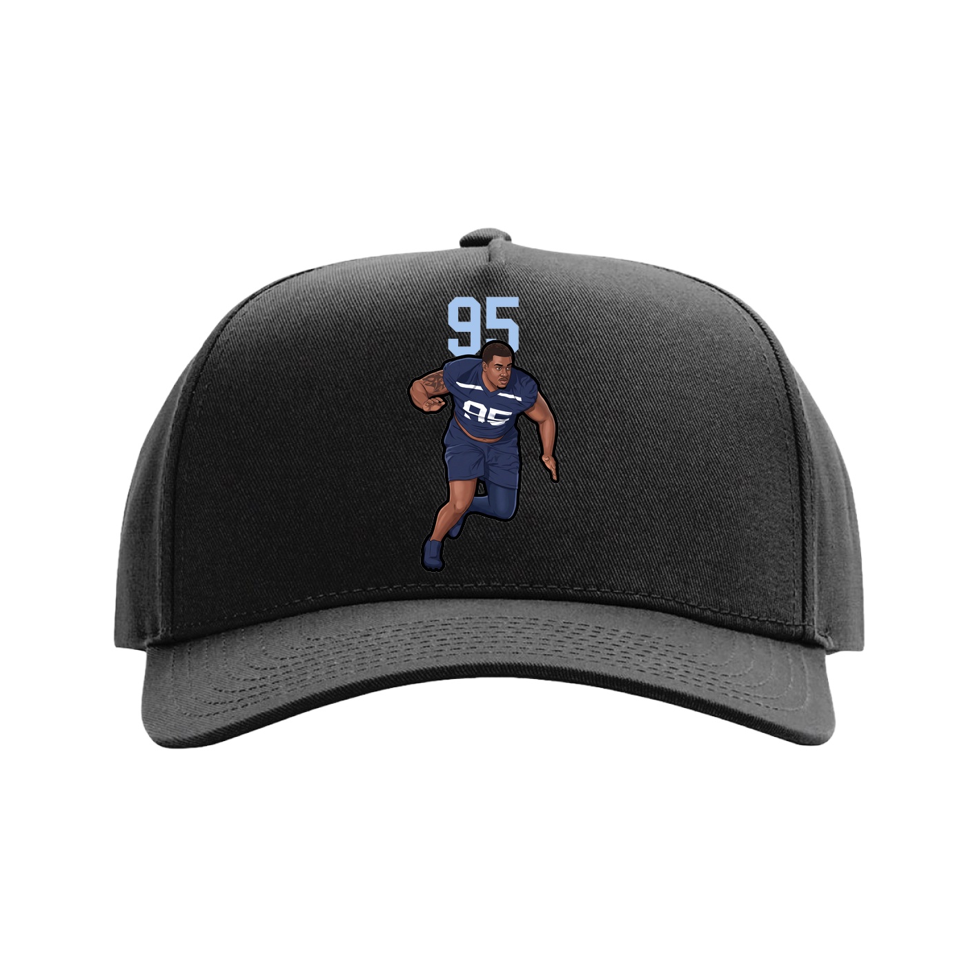 Full Fabric Five-Panel Champ Cap — Number Top in Black