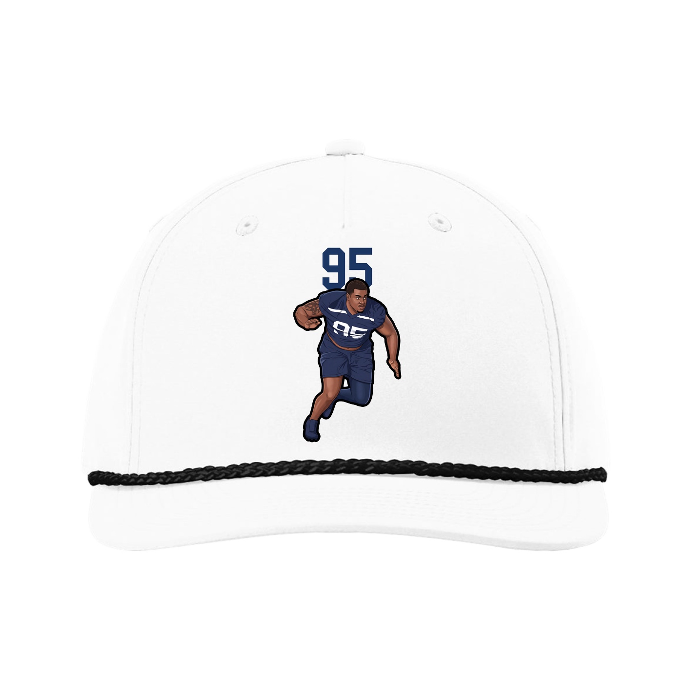 Five-Panel Classic Rope Cap — Number Top in White