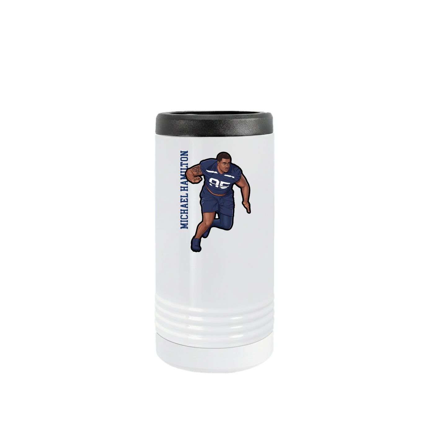 Slim Beverage Holder — Name Vertical in White