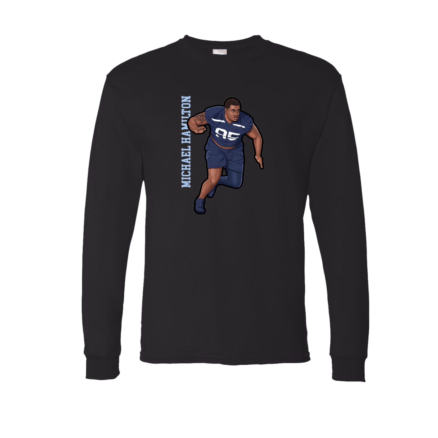 Long Sleeve Tee — Name Vertical in Black