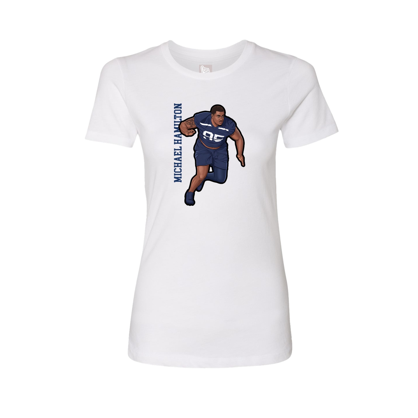 Womens Tee — Name Vertical in White