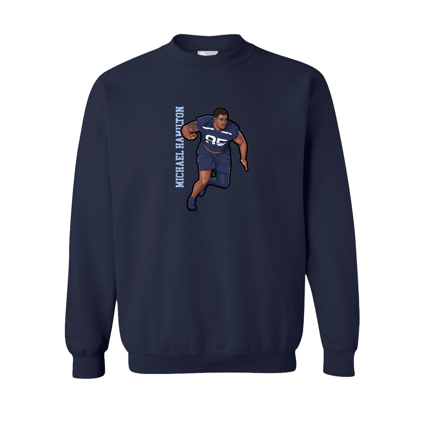 Fleece Crew — Name Vertical in Navy