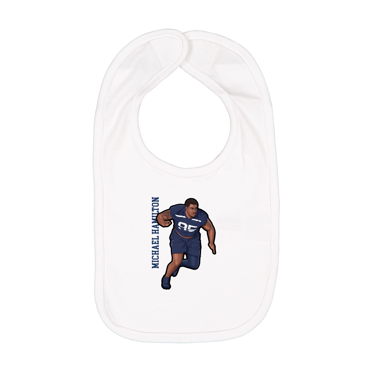 Infant Bib — Name Vertical in White