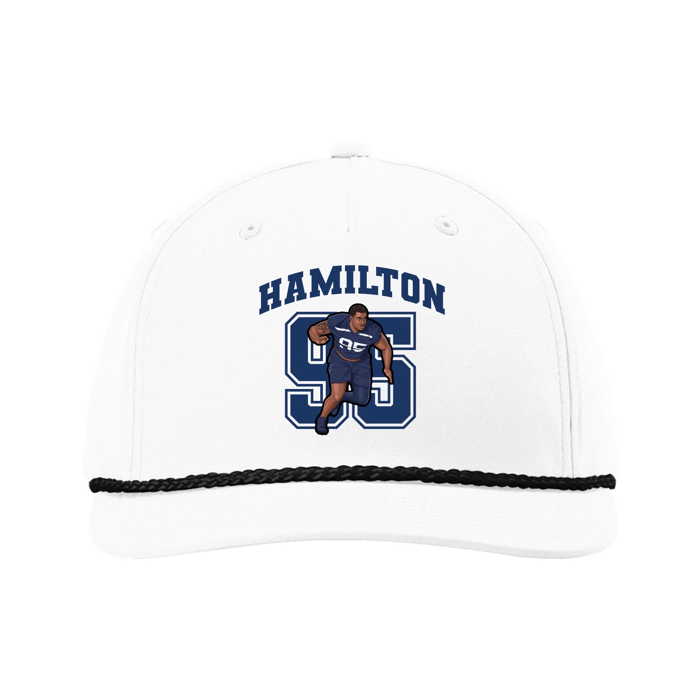 Five-Panel Classic Rope Cap — Number in White