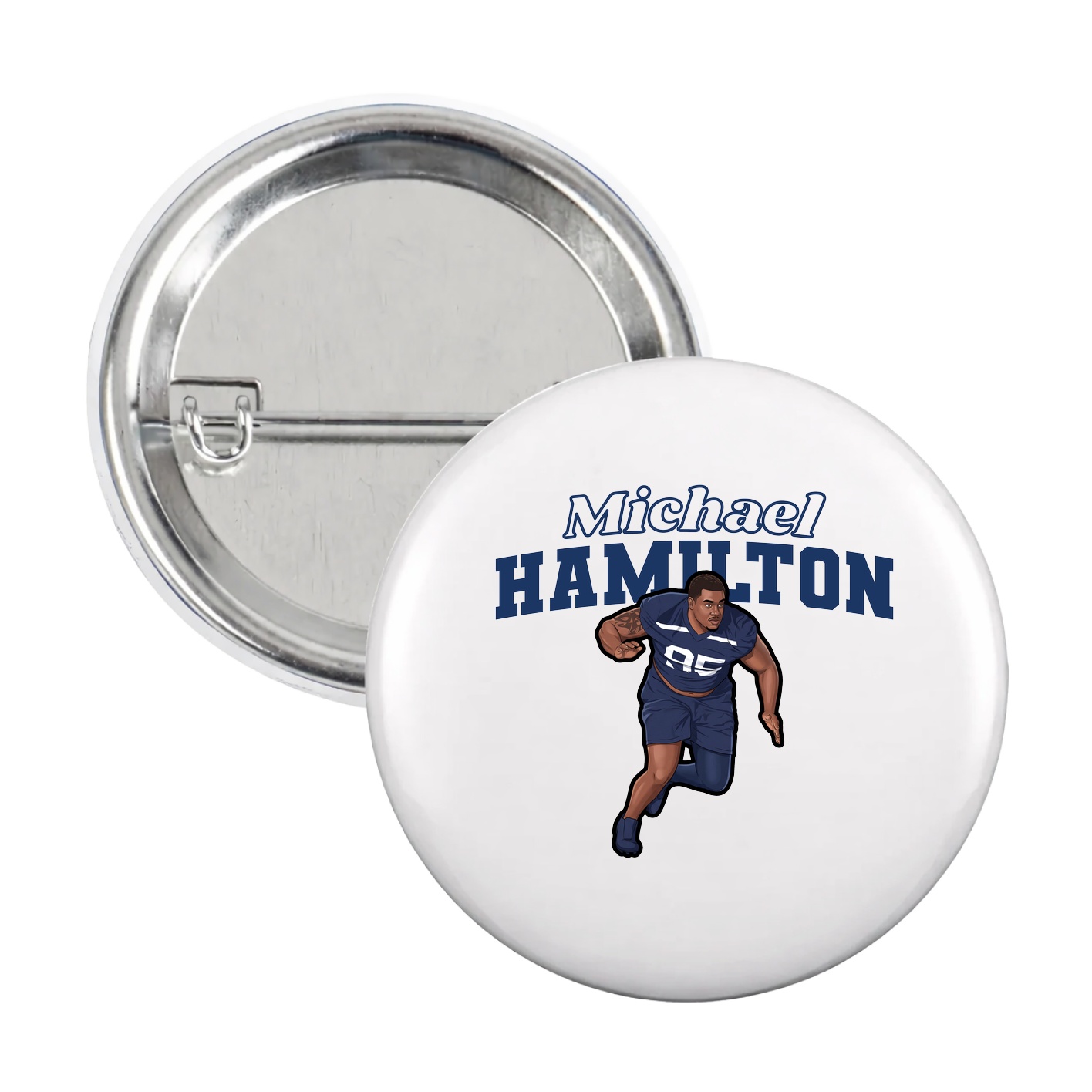 Game Day Button — Name Arch in White