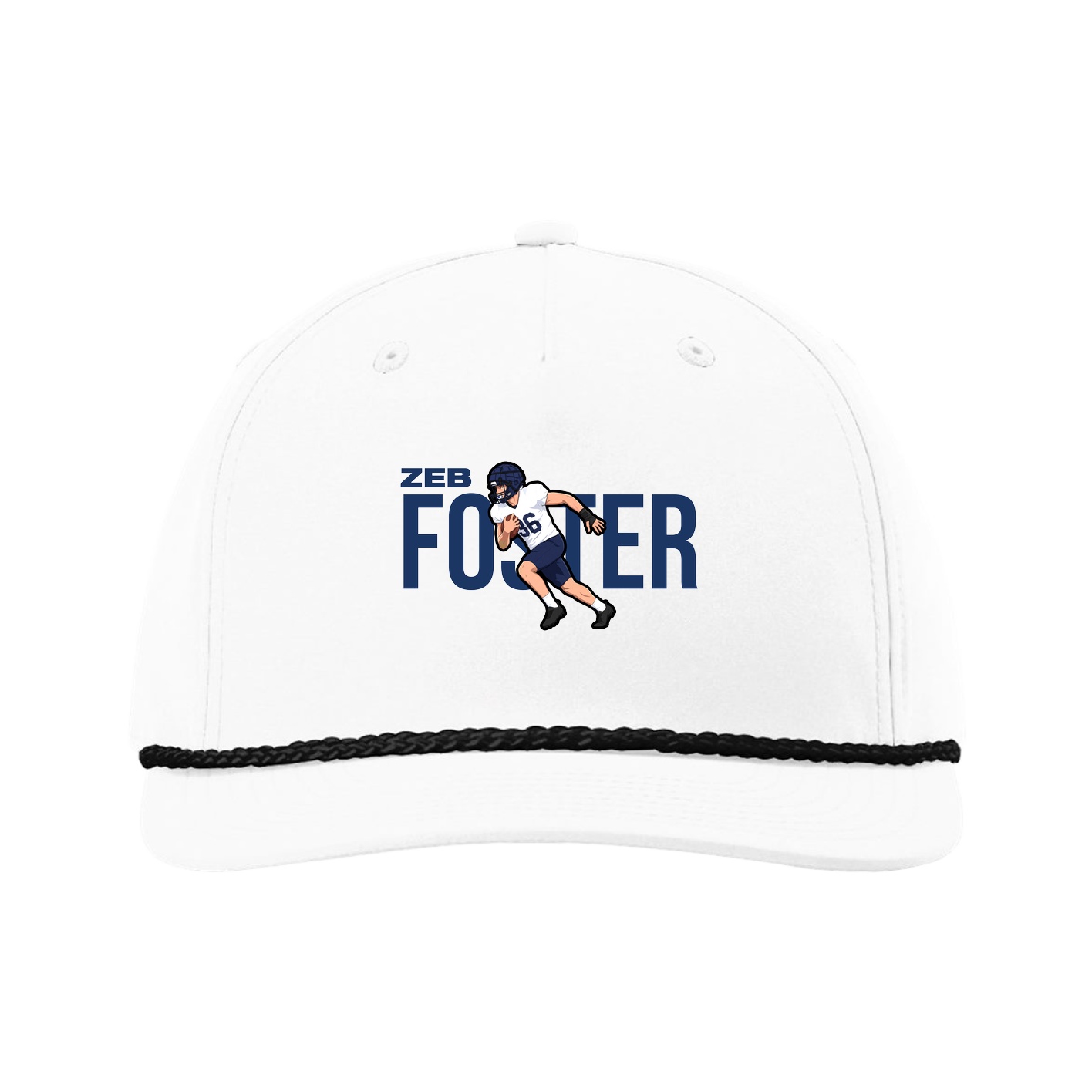 Five-Panel Classic Rope Cap — Player Name in White