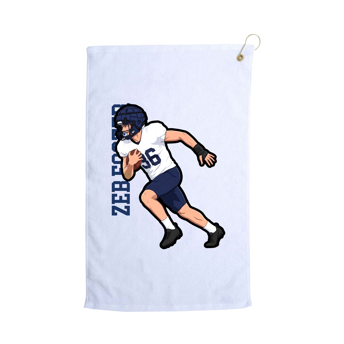 Golf Towel — Name Vertical in White