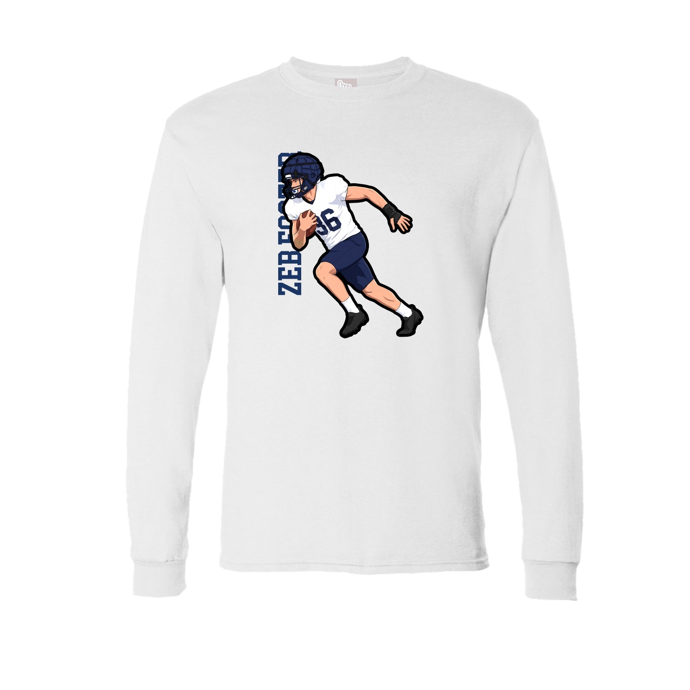 Long Sleeve Tee — Name Vertical in White