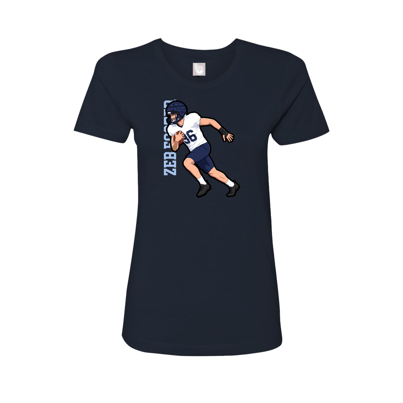 Fitted Women's Tee — Name Vertical in Navy