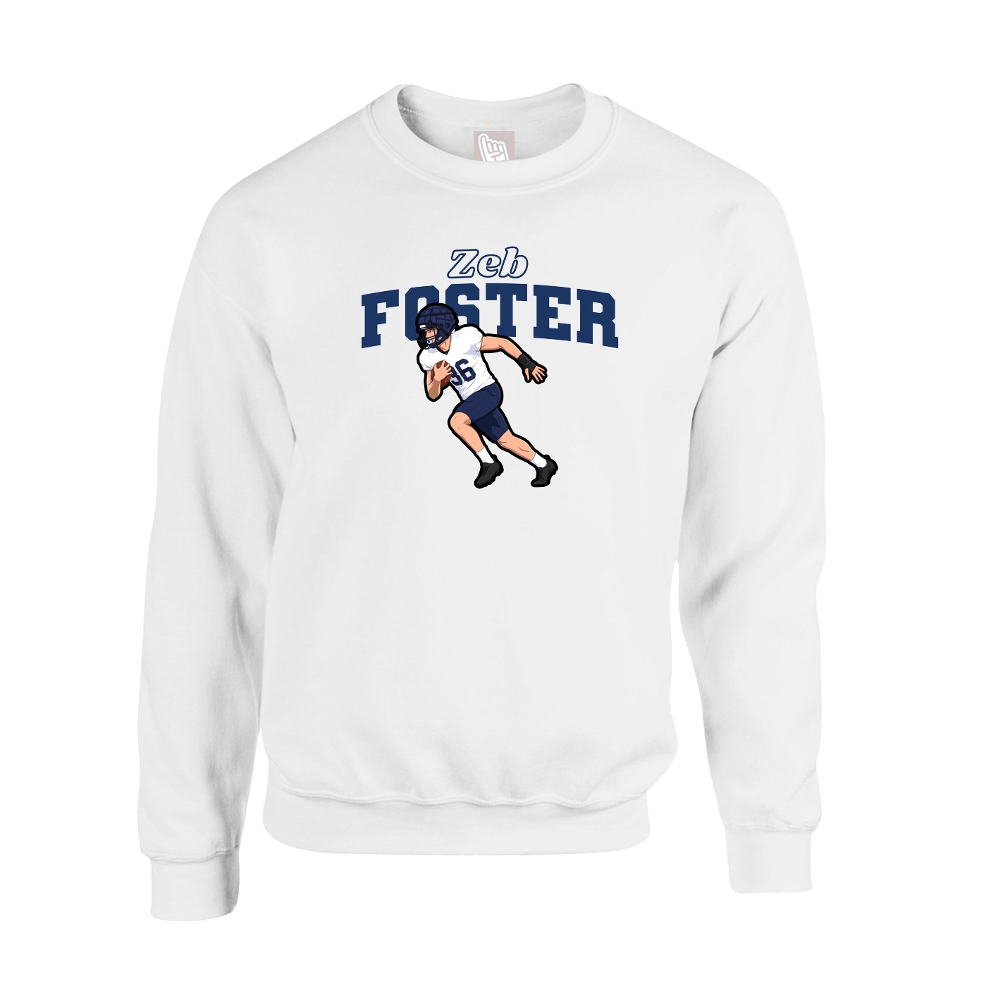 Fleece Crew — Name Arch in White