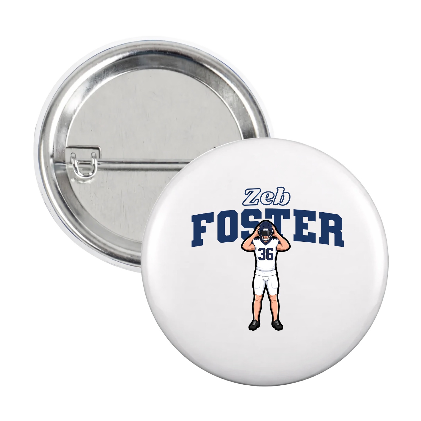 Game Day Button — Name Arch in White