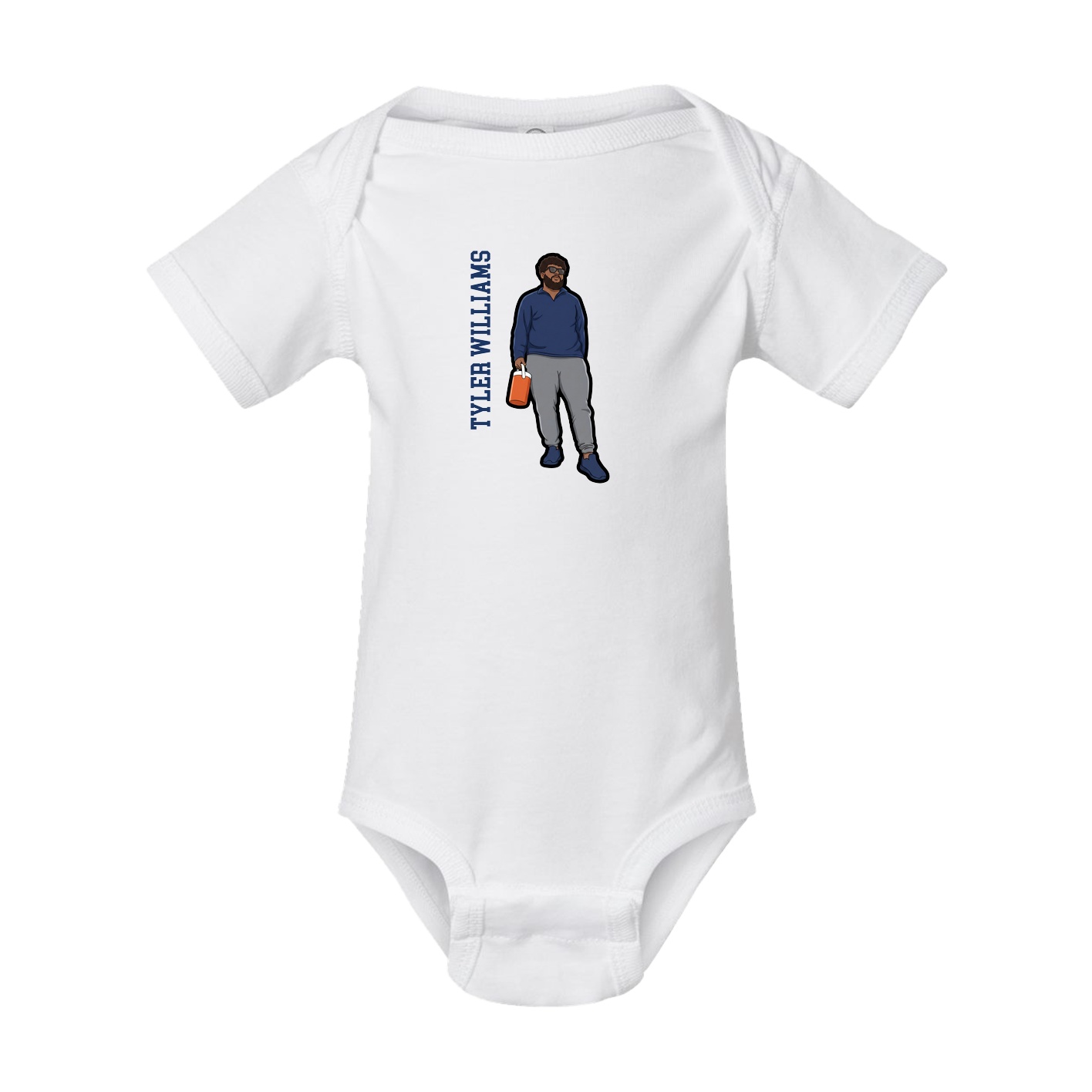Baby Onesie — Name Vertical in White