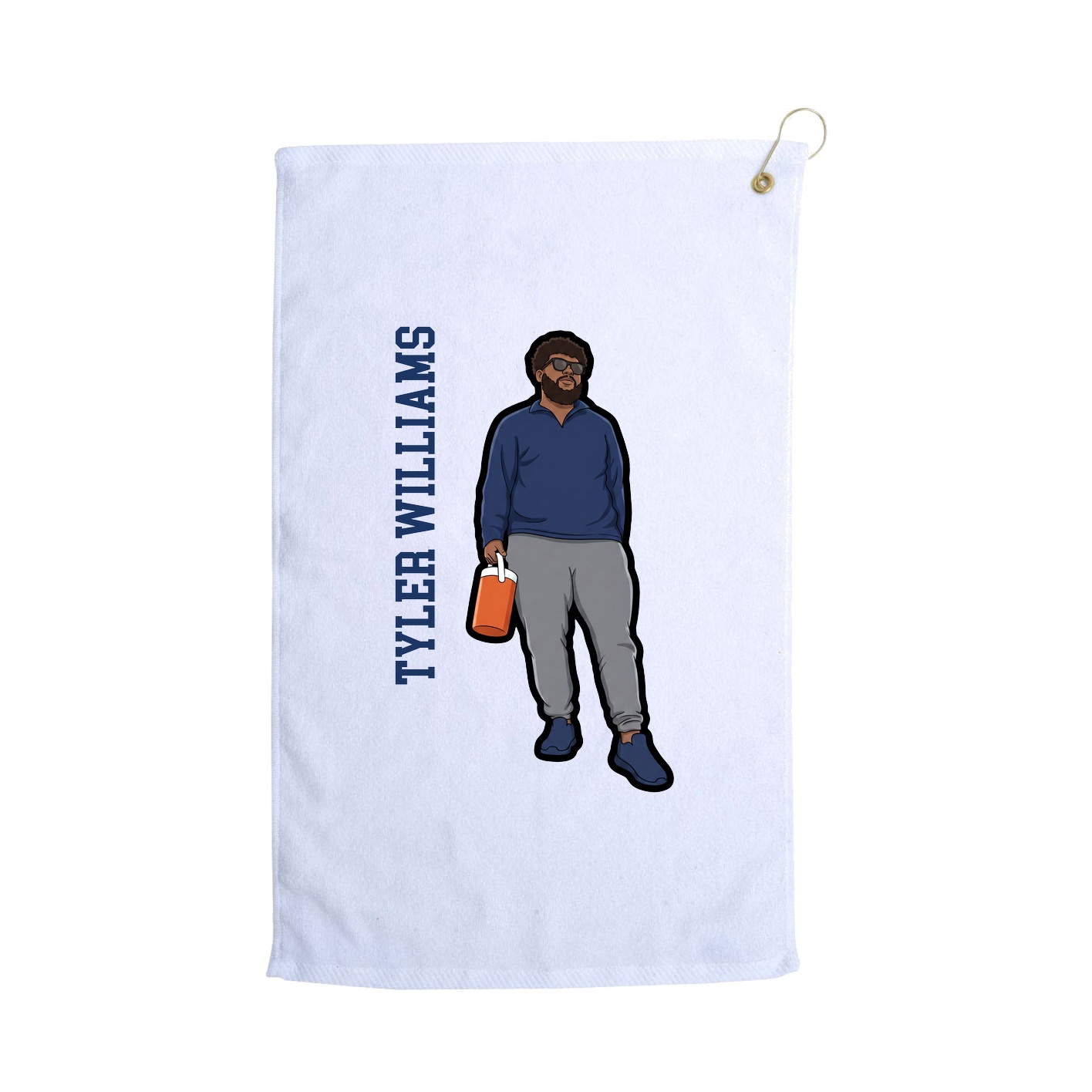 Golf Towel — Name Vertical in White