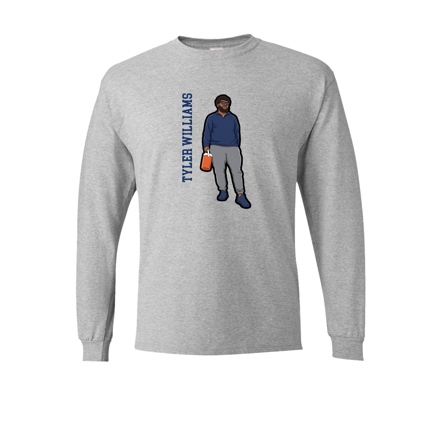 Long Sleeve Tee — Name Vertical in Grey