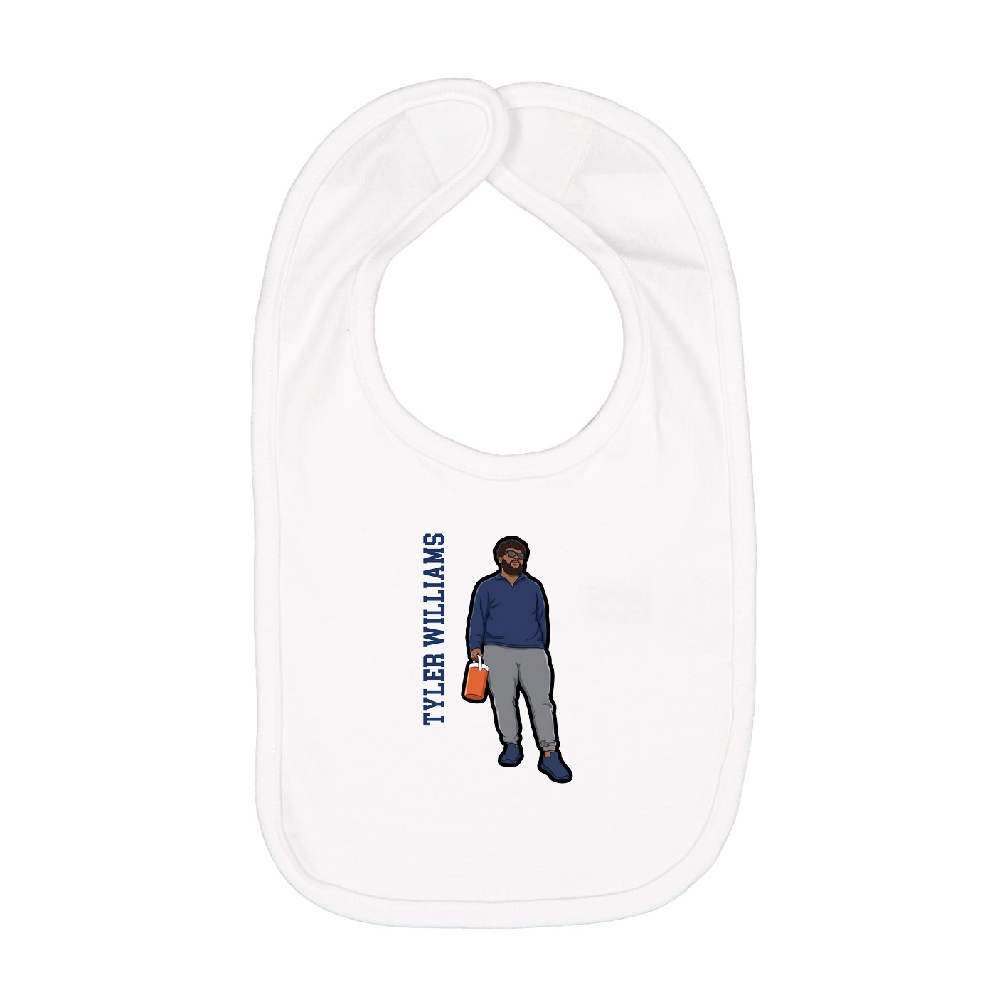 Infant Bib — Name Vertical in White