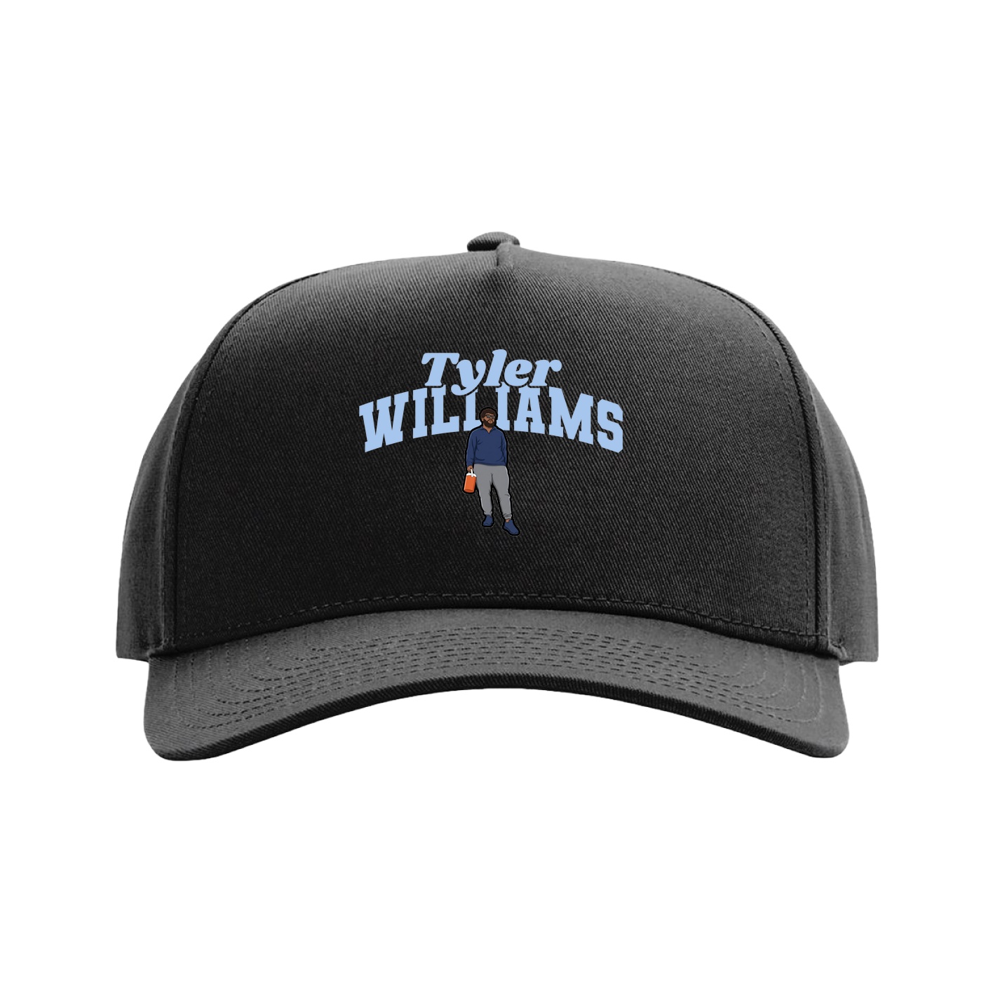 Full Fabric Five-Panel Champ Cap — Signature Arch in Black