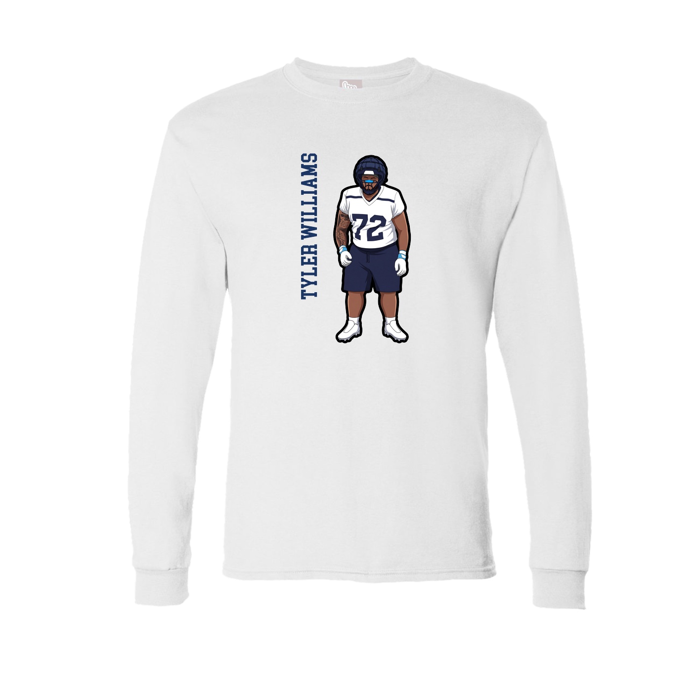 Long Sleeve Tee — Name Vertical in White