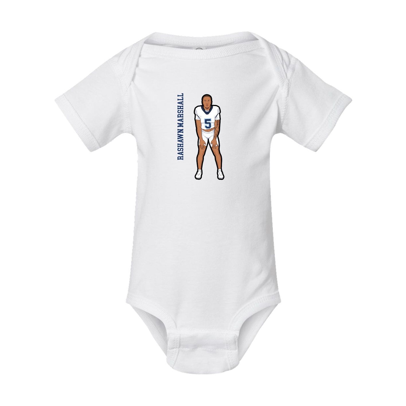 Baby Onesie — Name Vertical in White