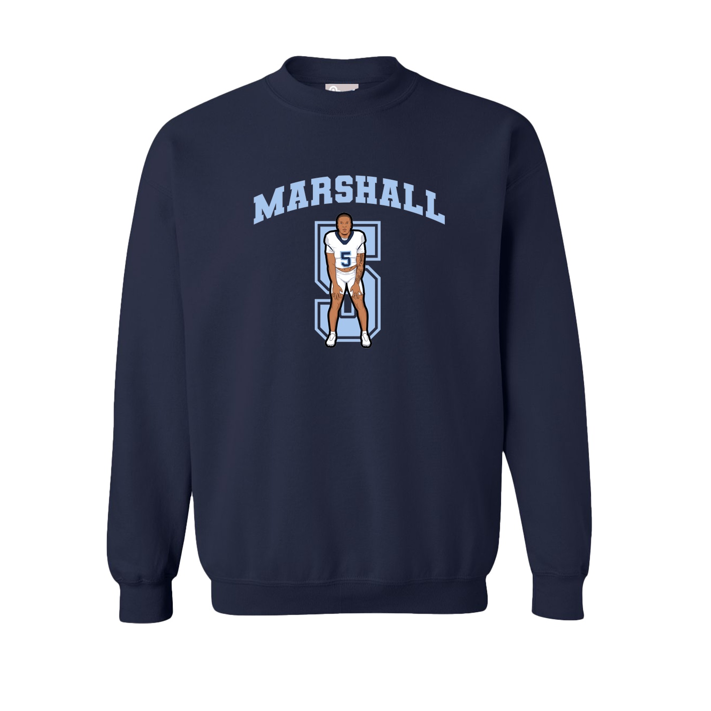 Fleece Crew — Number in Navy