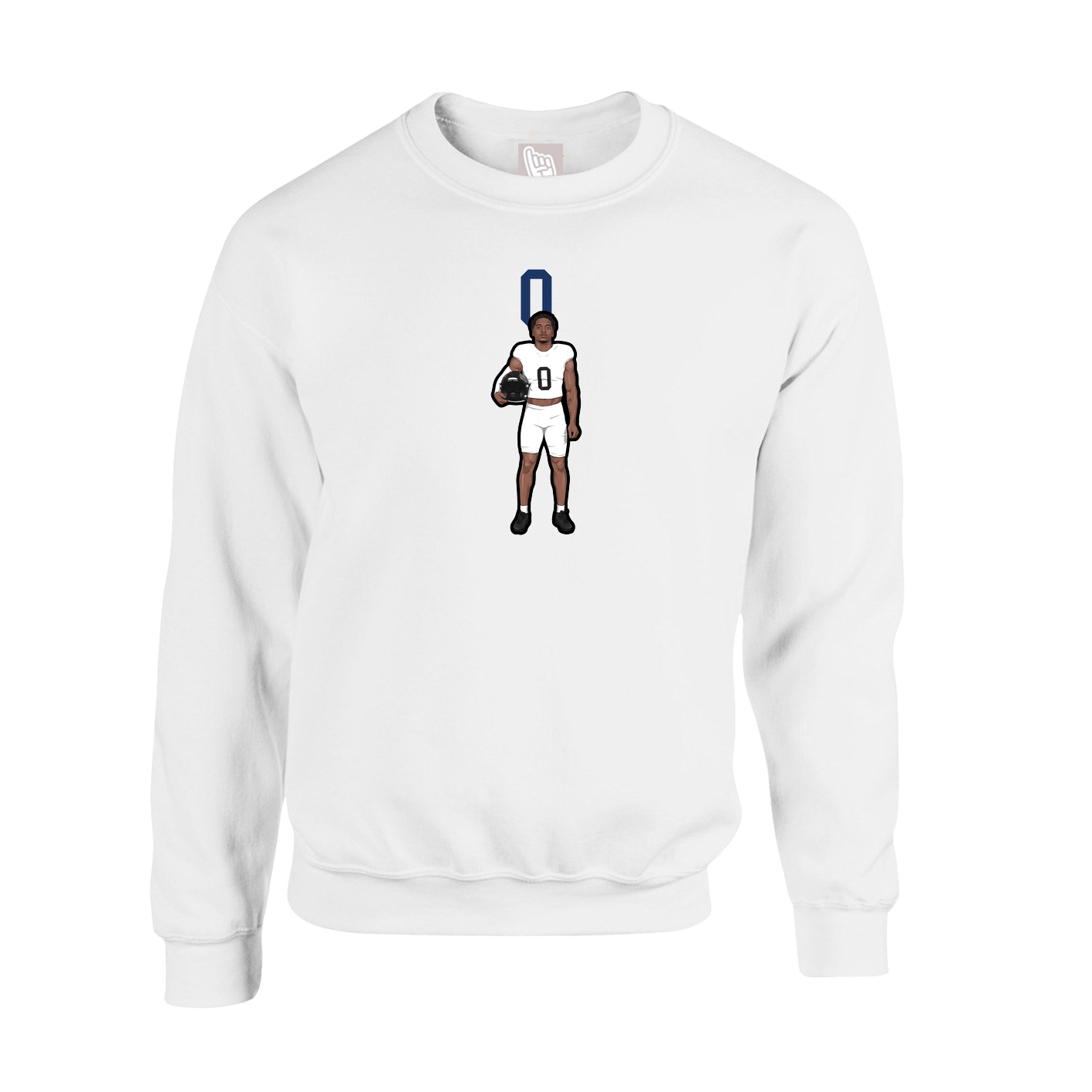 Fleece Crew — Number Top in White