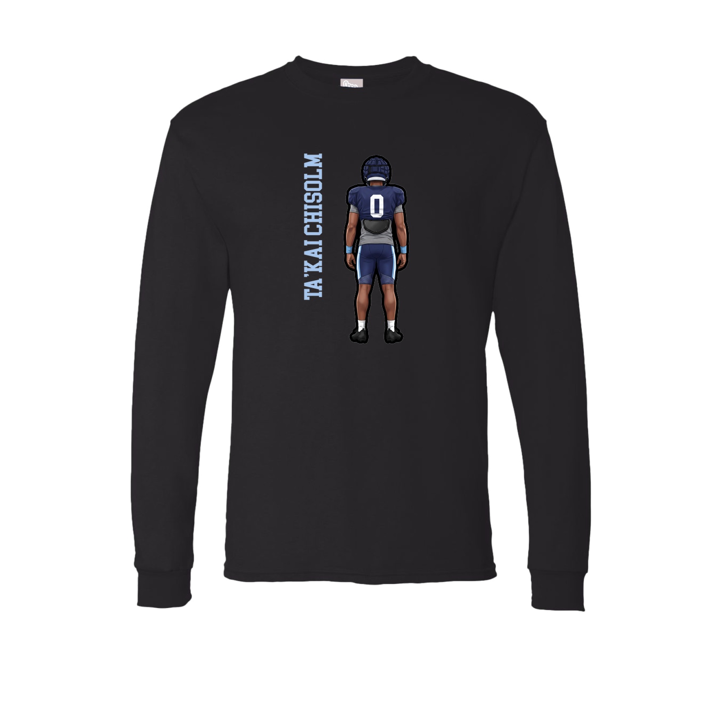 Long Sleeve Tee — Name Vertical in Black