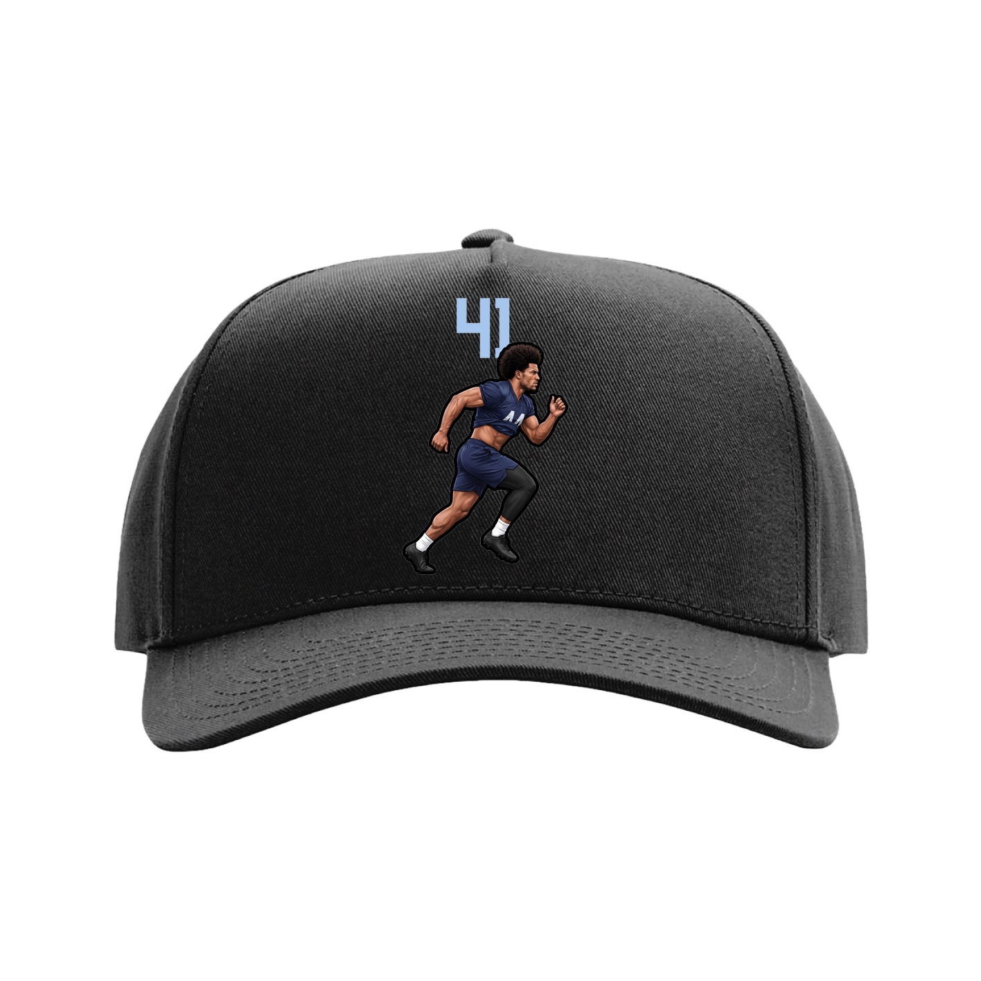 Full Fabric Five-Panel Champ Cap — Number Top in Black