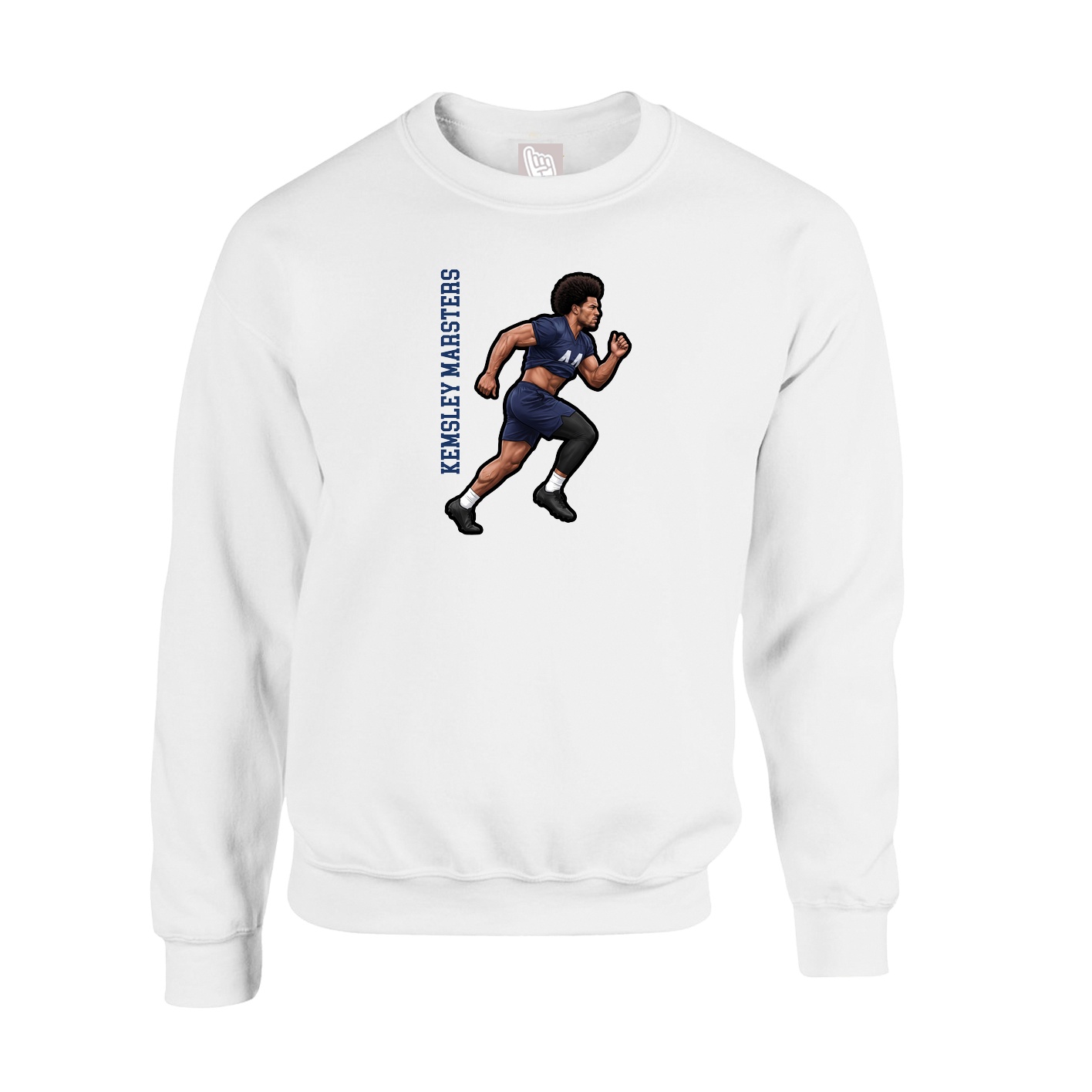 Fleece Crew — Name Vertical in White
