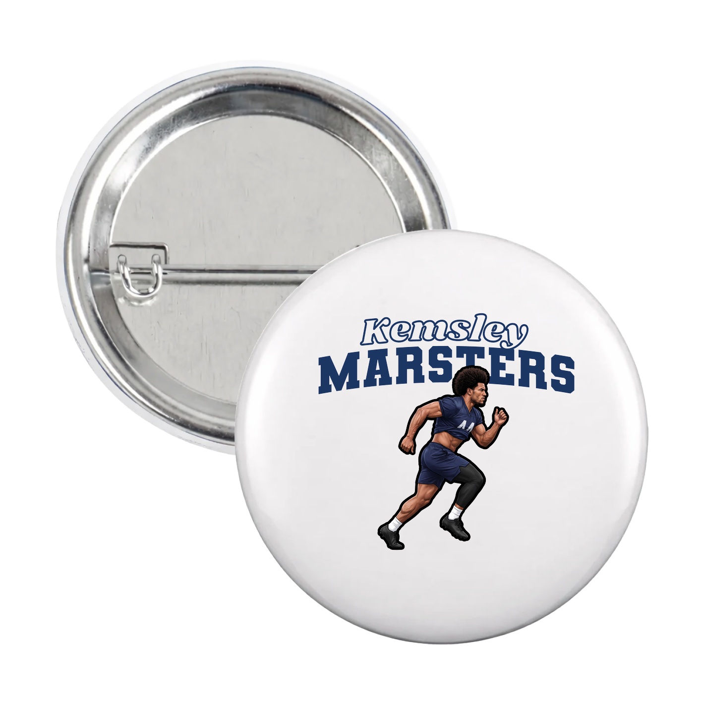Game Day Button — Name Arch in White