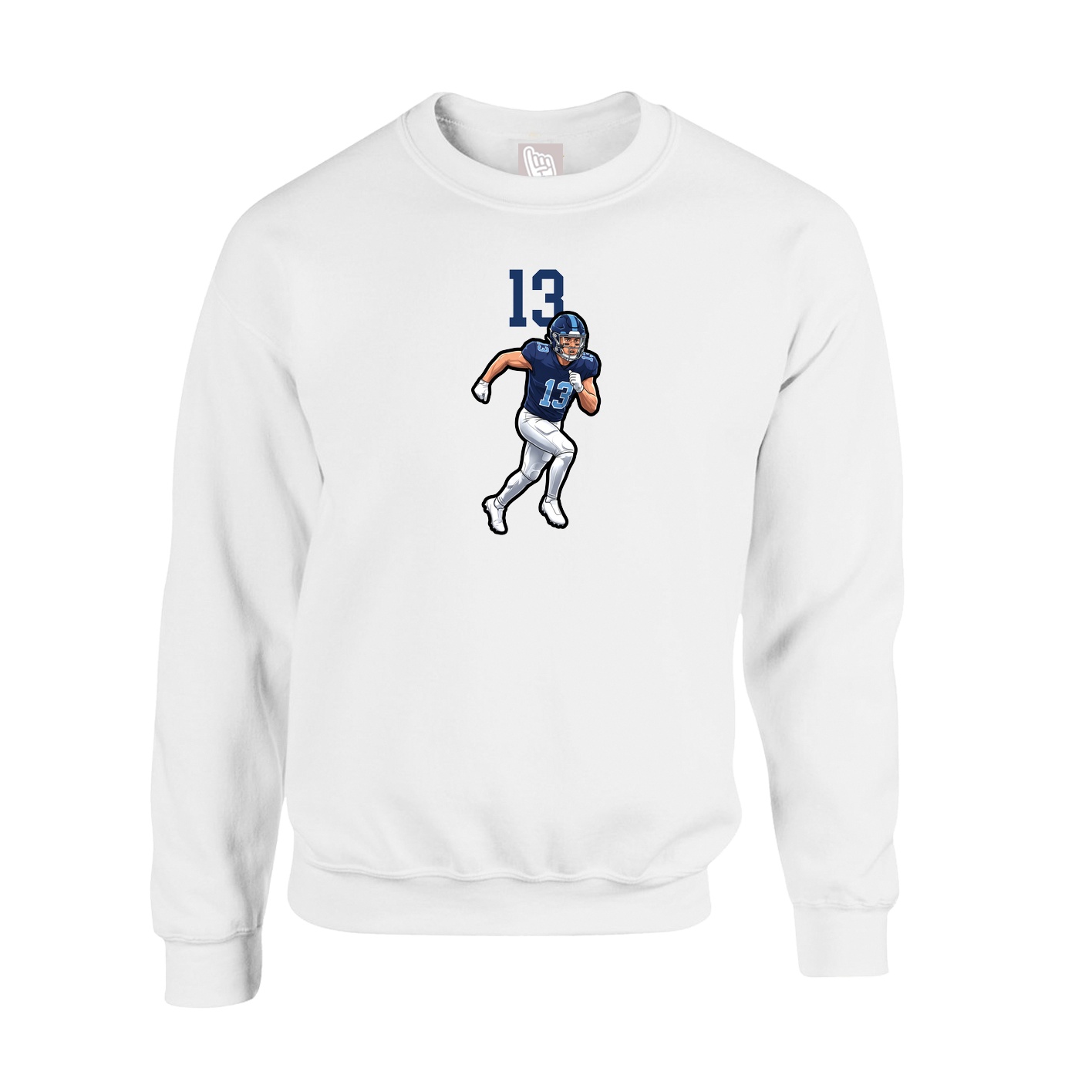 Fleece Crew — Number Top in White