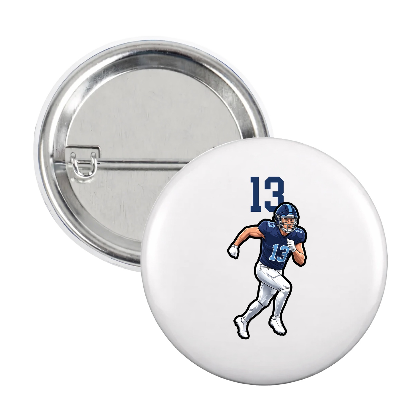 Game Day Button — Number Top in White